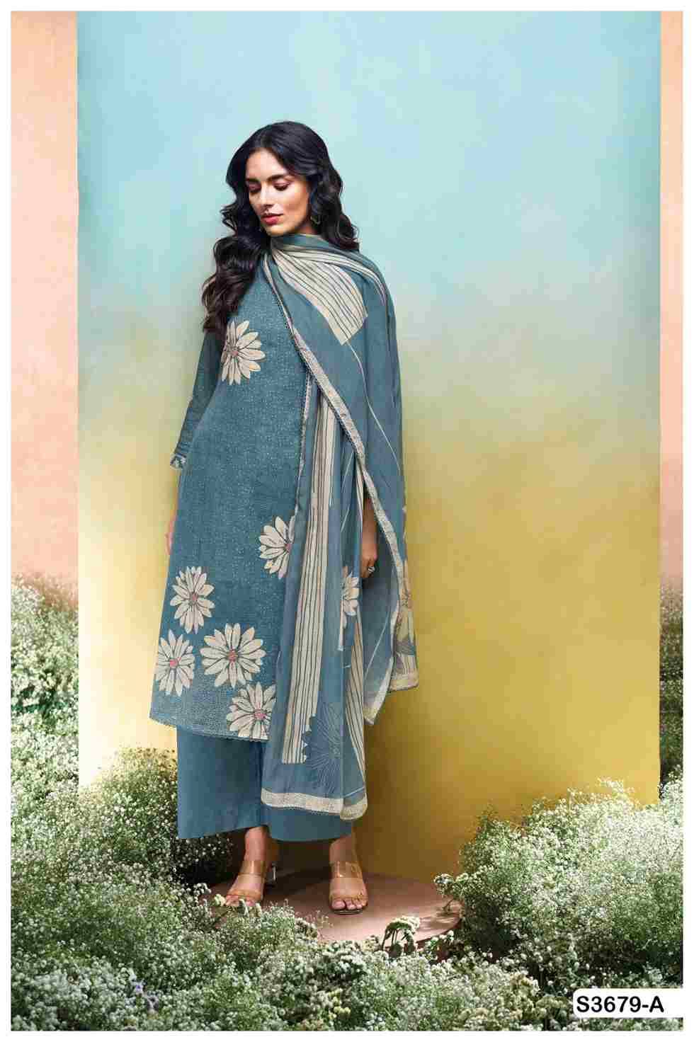 Kalani-3679 By Ganga Fashion 3679-A To 3679-D Series Beautiful Festive Suits Colorful Stylish Fancy Casual Wear & Ethnic Wear Pure Cotton Linen Dresses At Wholesale Price