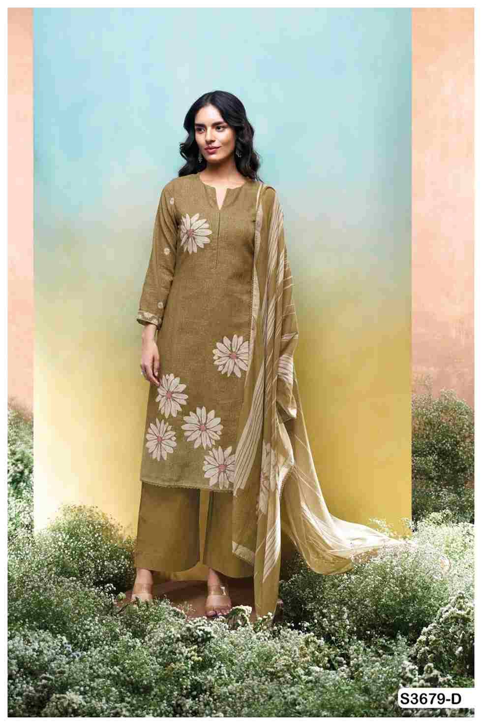 Kalani-3679 By Ganga Fashion 3679-A To 3679-D Series Beautiful Festive Suits Colorful Stylish Fancy Casual Wear & Ethnic Wear Pure Cotton Linen Dresses At Wholesale Price