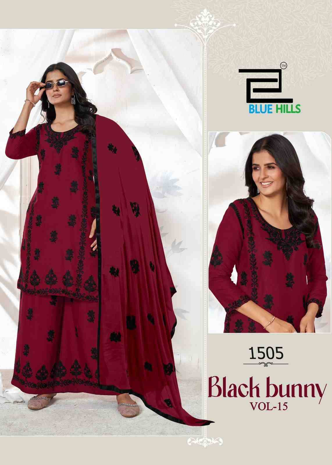 Black Bunny Vol-15 By Blue Hills 1501 To 1505 Series Beautiful Festive Suits Stylish Fancy Colorful Casual Wear & Ethnic Wear Rayon Foil Print Dresses At Wholesale Price