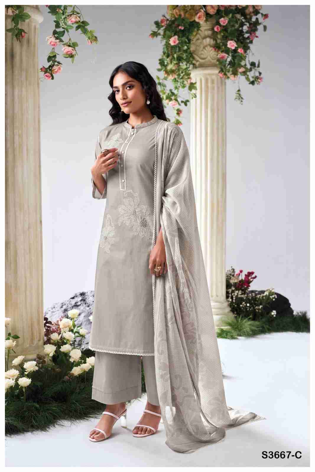 Iyana-3667 By Ganga Fashion 3667-A To 3667-D Series Beautiful Festive Suits Colorful Stylish Fancy Casual Wear & Ethnic Wear Pure Cotton Linen Dresses At Wholesale Price