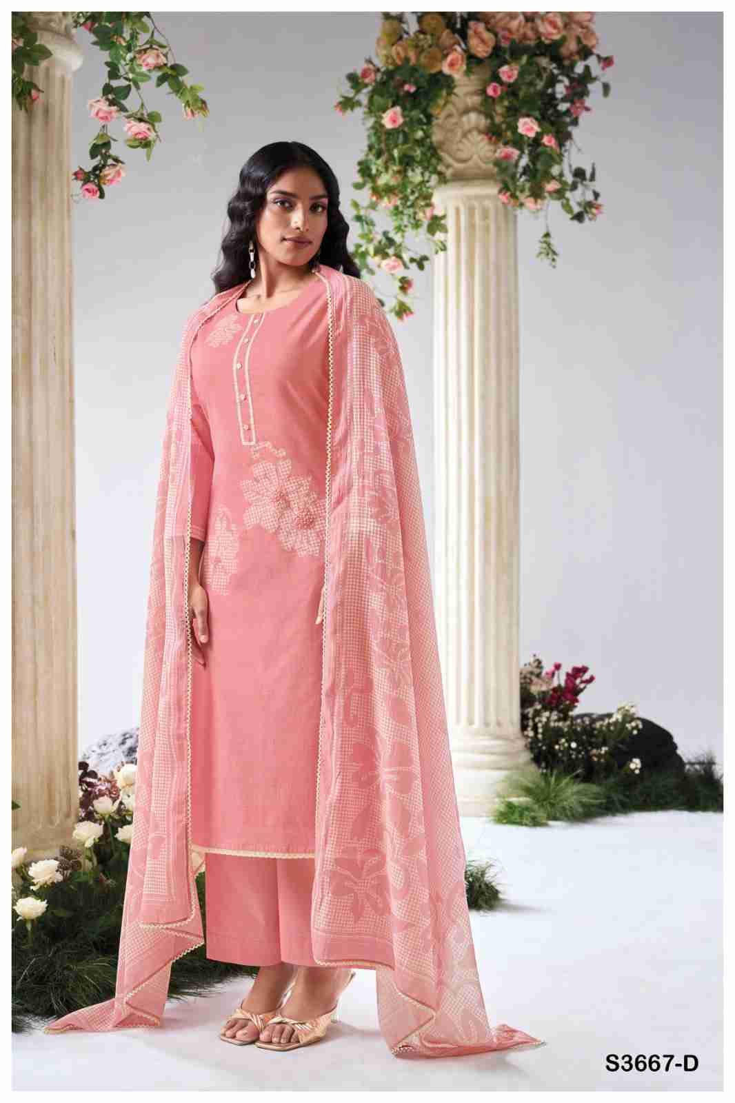 Iyana-3667 By Ganga Fashion 3667-A To 3667-D Series Beautiful Festive Suits Colorful Stylish Fancy Casual Wear & Ethnic Wear Pure Cotton Linen Dresses At Wholesale Price