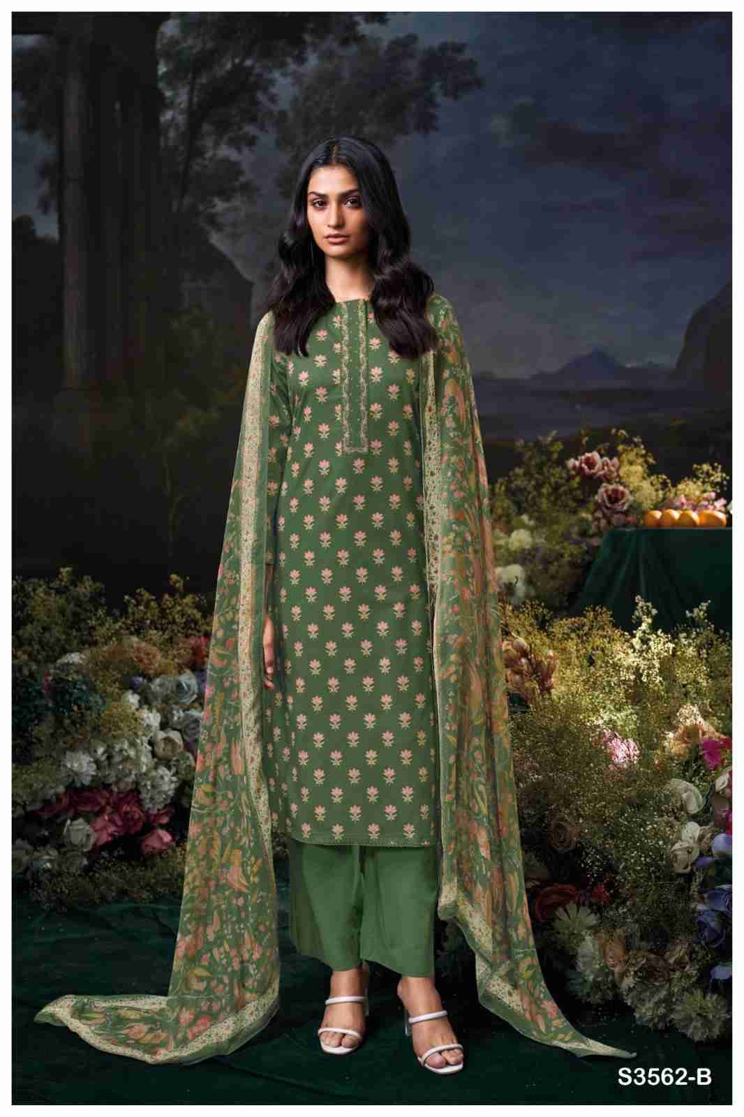 Anushree-3562 By Ganga Fashion 3562-A To 3562-D Series Beautiful Festive Suits Colorful Stylish Fancy Casual Wear & Ethnic Wear Pure Cotton Dresses At Wholesale Price