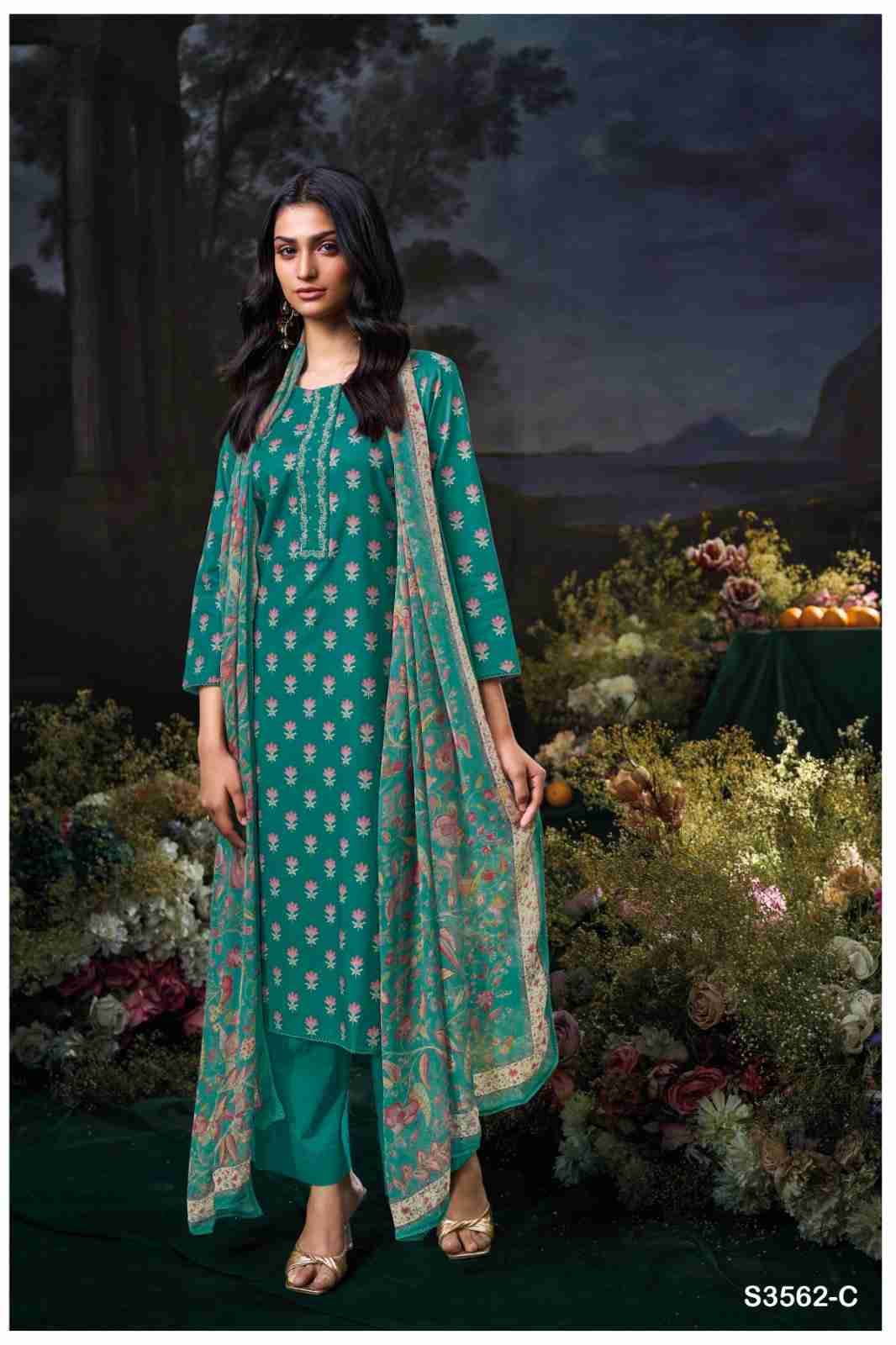 Anushree-3562 By Ganga Fashion 3562-A To 3562-D Series Beautiful Festive Suits Colorful Stylish Fancy Casual Wear & Ethnic Wear Pure Cotton Dresses At Wholesale Price