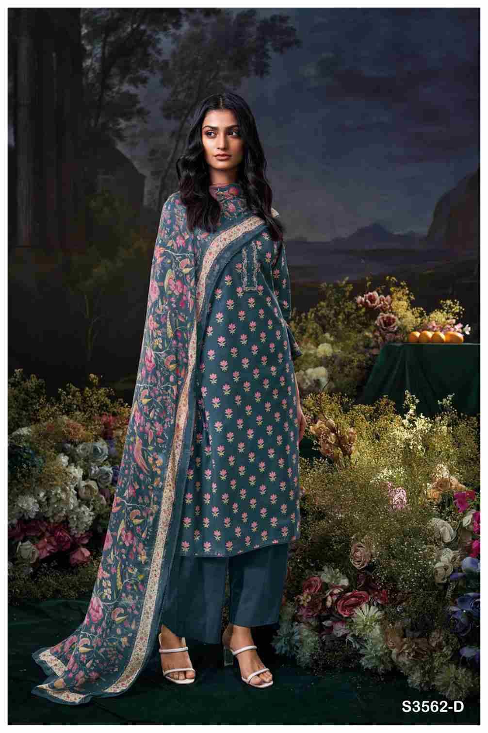 Anushree-3562 By Ganga Fashion 3562-A To 3562-D Series Beautiful Festive Suits Colorful Stylish Fancy Casual Wear & Ethnic Wear Pure Cotton Dresses At Wholesale Price