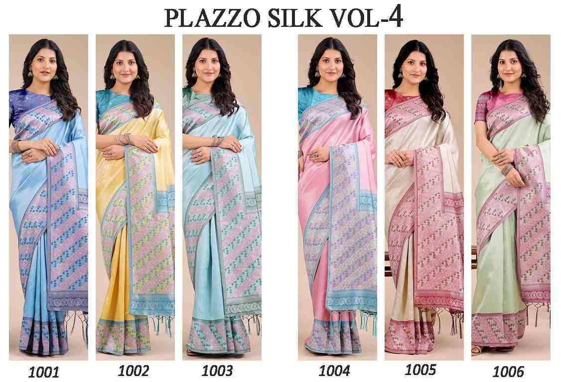 Plazzo Silk Vol-4 By Fashid Wholesale 1001 To 1006 Series Indian Traditional Wear Collection Beautiful Stylish Fancy Colorful Party Wear & Occasional Wear Lichi Silk Sarees At Wholesale Price