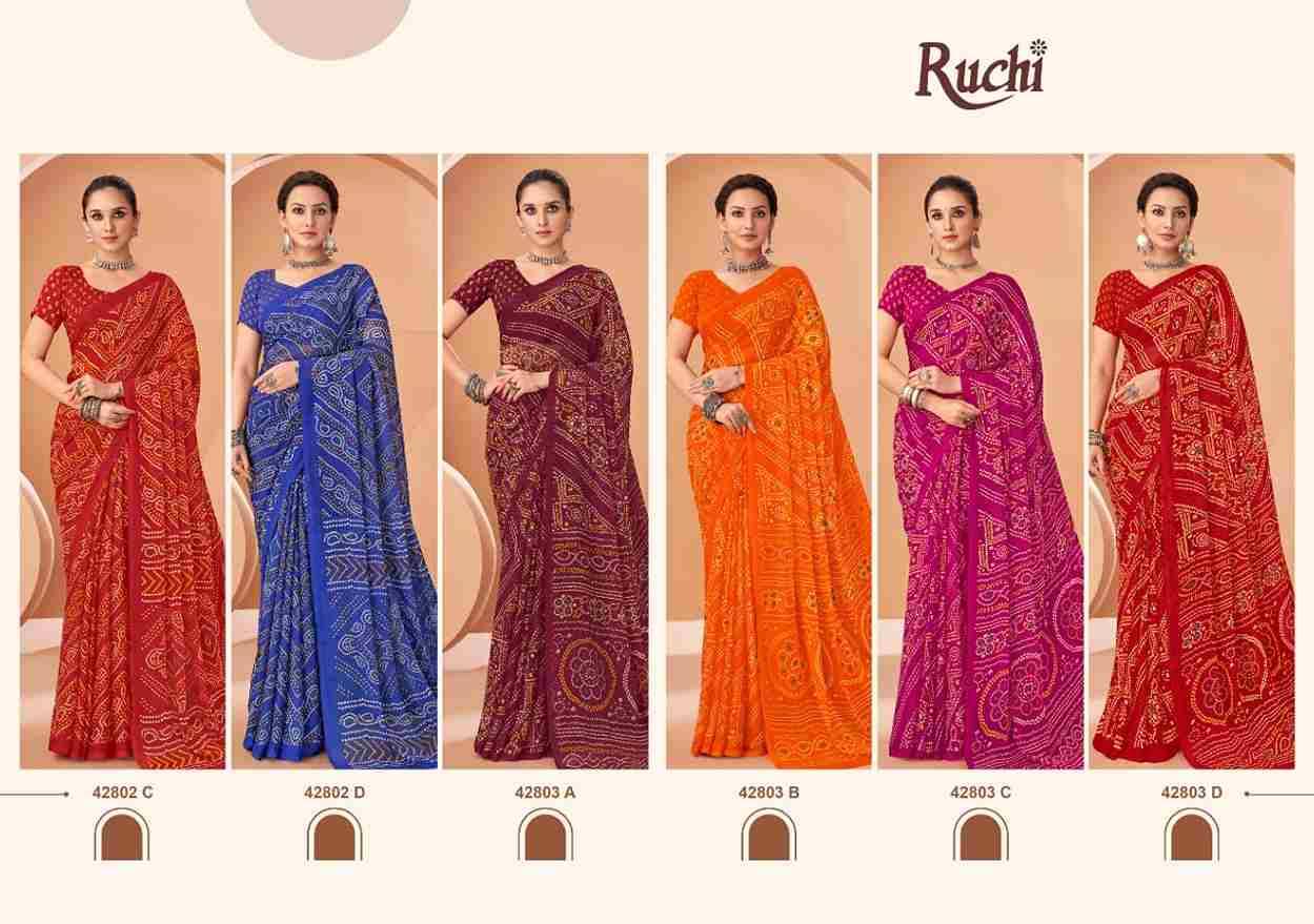 Star Chiffon Vol-195 By Ruchi Sarees 42801-A To 42803-D Series Indian Traditional Wear Collection Beautiful Stylish Fancy Colorful Party Wear & Occasional Wear Chiffon Sarees At Wholesale Price