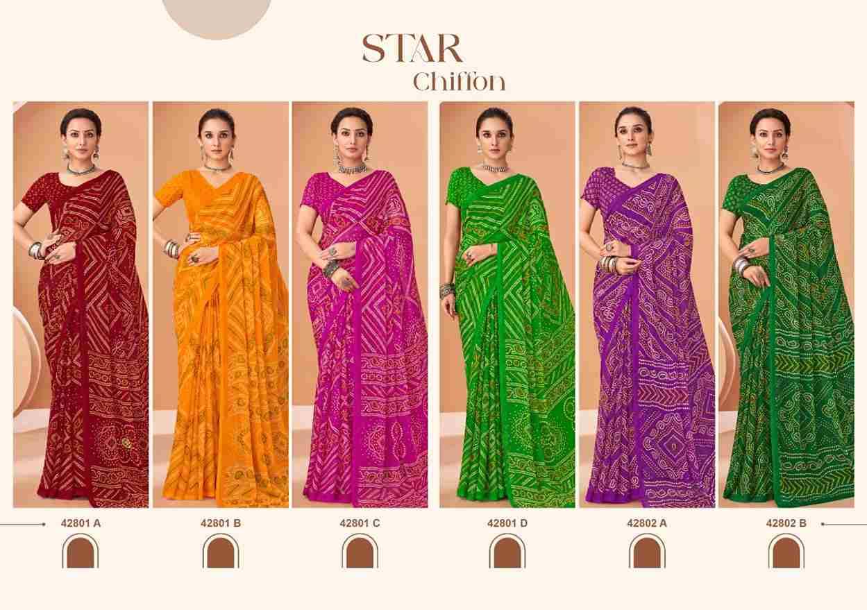 Star Chiffon Vol-195 By Ruchi Sarees 42801-A To 42803-D Series Indian Traditional Wear Collection Beautiful Stylish Fancy Colorful Party Wear & Occasional Wear Chiffon Sarees At Wholesale Price