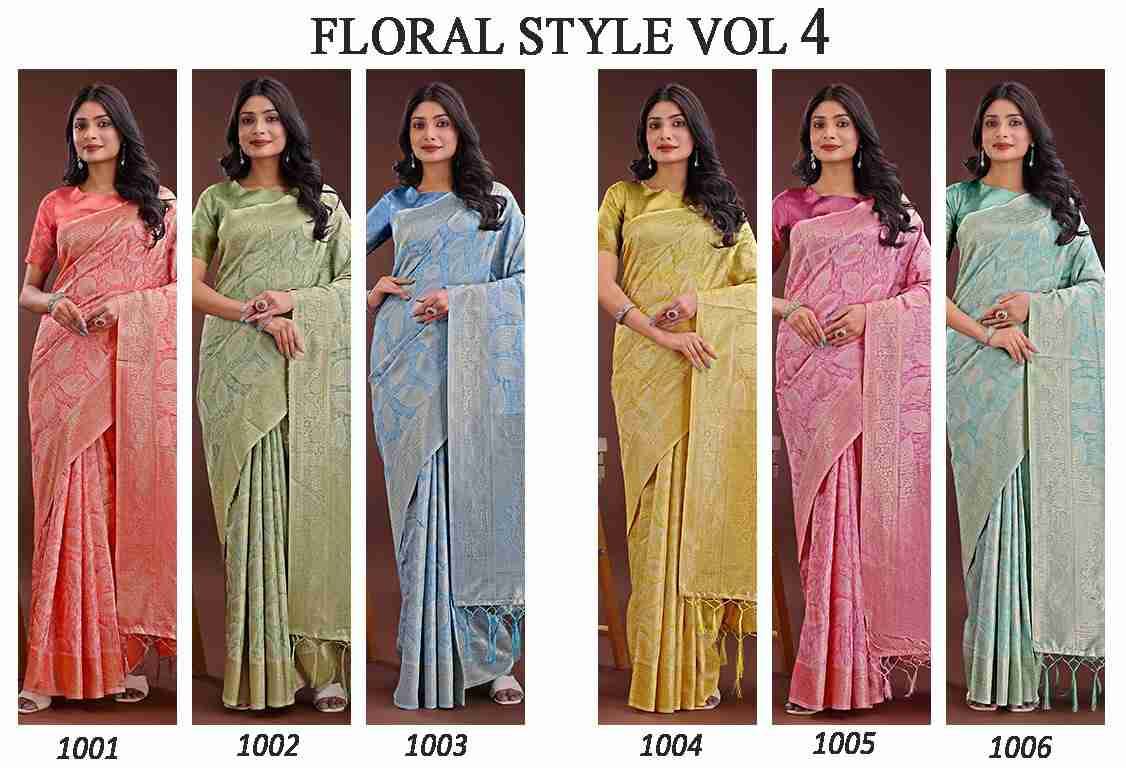 Floral Style Vol-4 By Fashid Wholesale 1001 To 1006 Series Indian Traditional Wear Collection Beautiful Stylish Fancy Colorful Party Wear & Occasional Wear Cotton Sarees At Wholesale Price