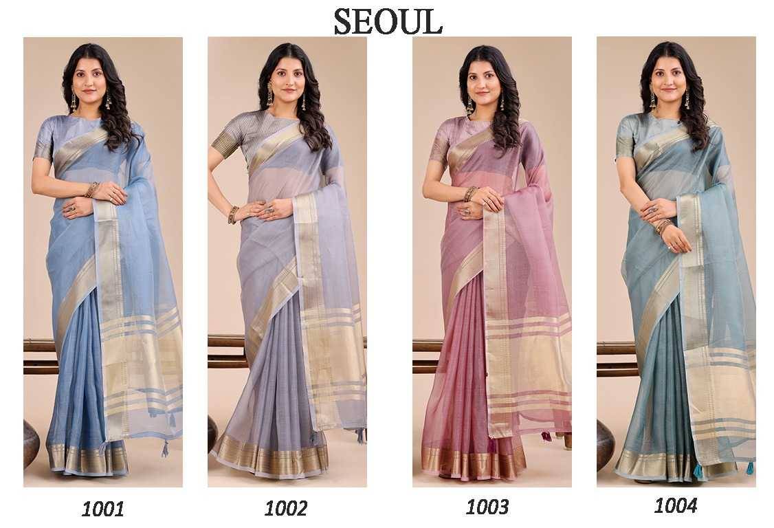 Seoul By Fashid Wholesale 1001 To 1004 Series Indian Traditional Wear Collection Beautiful Stylish Fancy Colorful Party Wear & Occasional Wear Organza Sarees At Wholesale Price