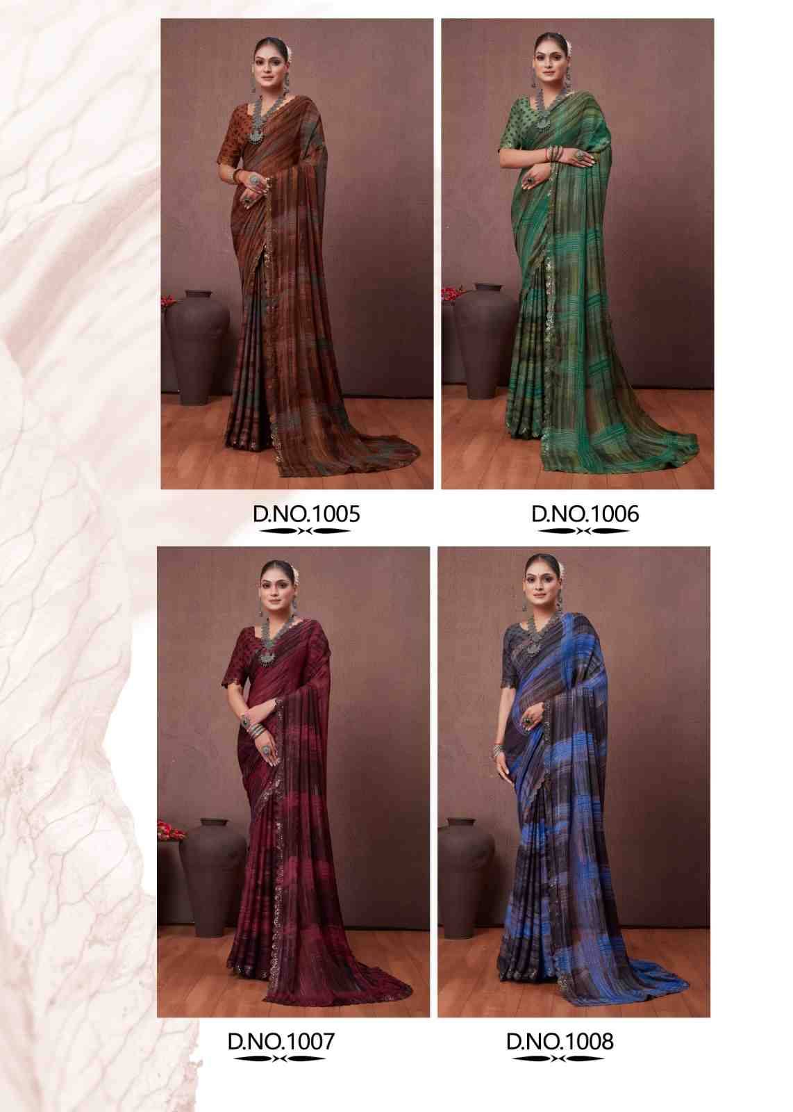 Cutwork By Stavan 1001 To 1008 Series Indian Traditional Wear Collection Beautiful Stylish Fancy Colorful Party Wear & Occasional Wear Fancy Sarees At Wholesale Price