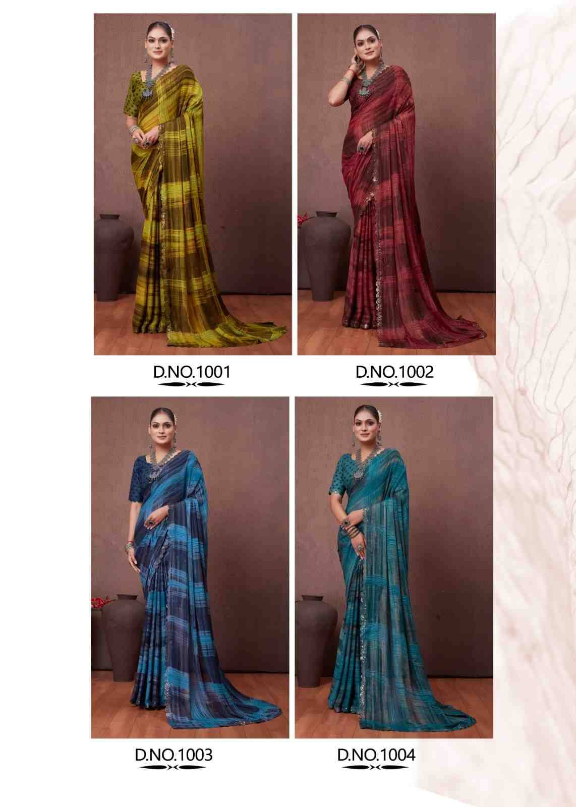 Cutwork By Stavan 1001 To 1008 Series Indian Traditional Wear Collection Beautiful Stylish Fancy Colorful Party Wear & Occasional Wear Fancy Sarees At Wholesale Price