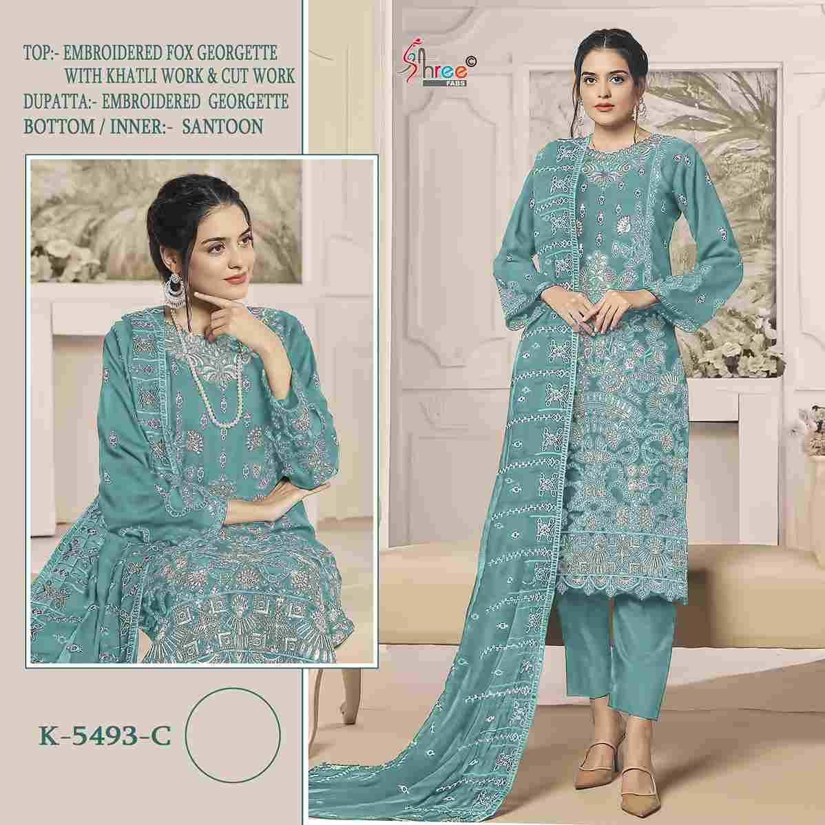 Shree Fabs Hit Design K-5493 Colours By Shree Fabs K-5493-A To K-5493-D Series Designer Pakistani Suits Beautiful Fancy Stylish Colorful Party Wear & Occasional Wear Faux Georgette Embroidery Dresses At Wholesale Price