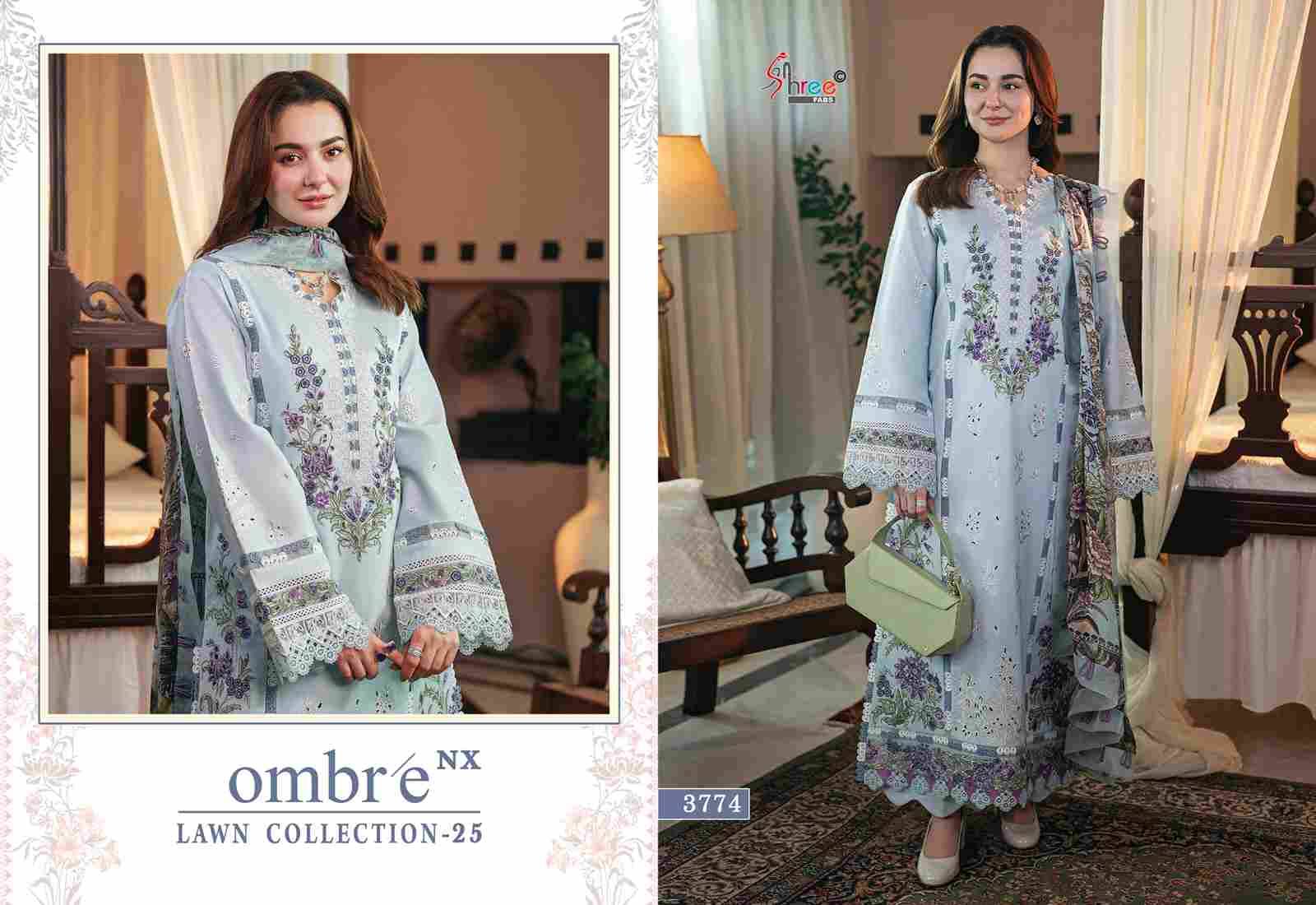 Ombre Lawn Collection-25 Nx By Shree Fabs Beautiful Pakistani Suits Stylish Fancy Colorful Party Wear & Occasional Wear Pure Cotton Embroidery Dresses At Wholesale Price