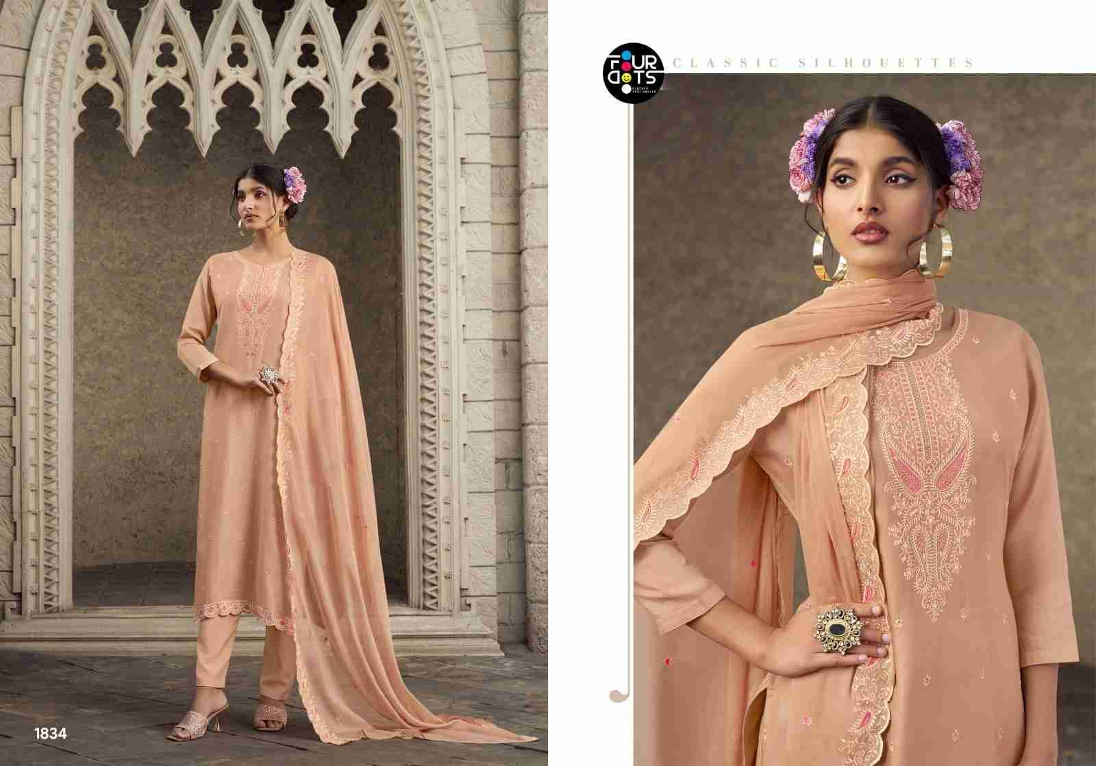 Swarnika By Four Dots 1831 To 1834 Series Beautiful Stylish Festive Suits Fancy Colorful Casual Wear & Ethnic Wear & Ready To Wear Viscose Muslin Dresses At Wholesale Price