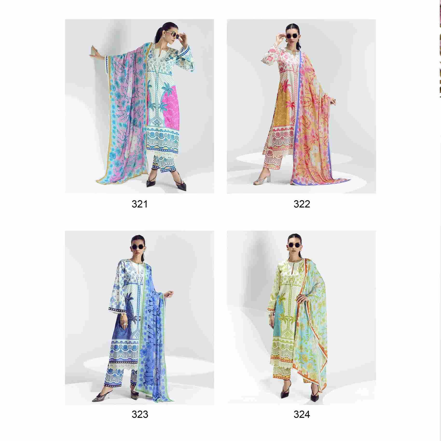 Breeze By Sohni 321 To 324 Series Beautiful Suits Colorful Stylish Fancy Casual Wear & Ethnic Wear Pure Cotton Lawn Embroidery Dresses At Wholesale Price