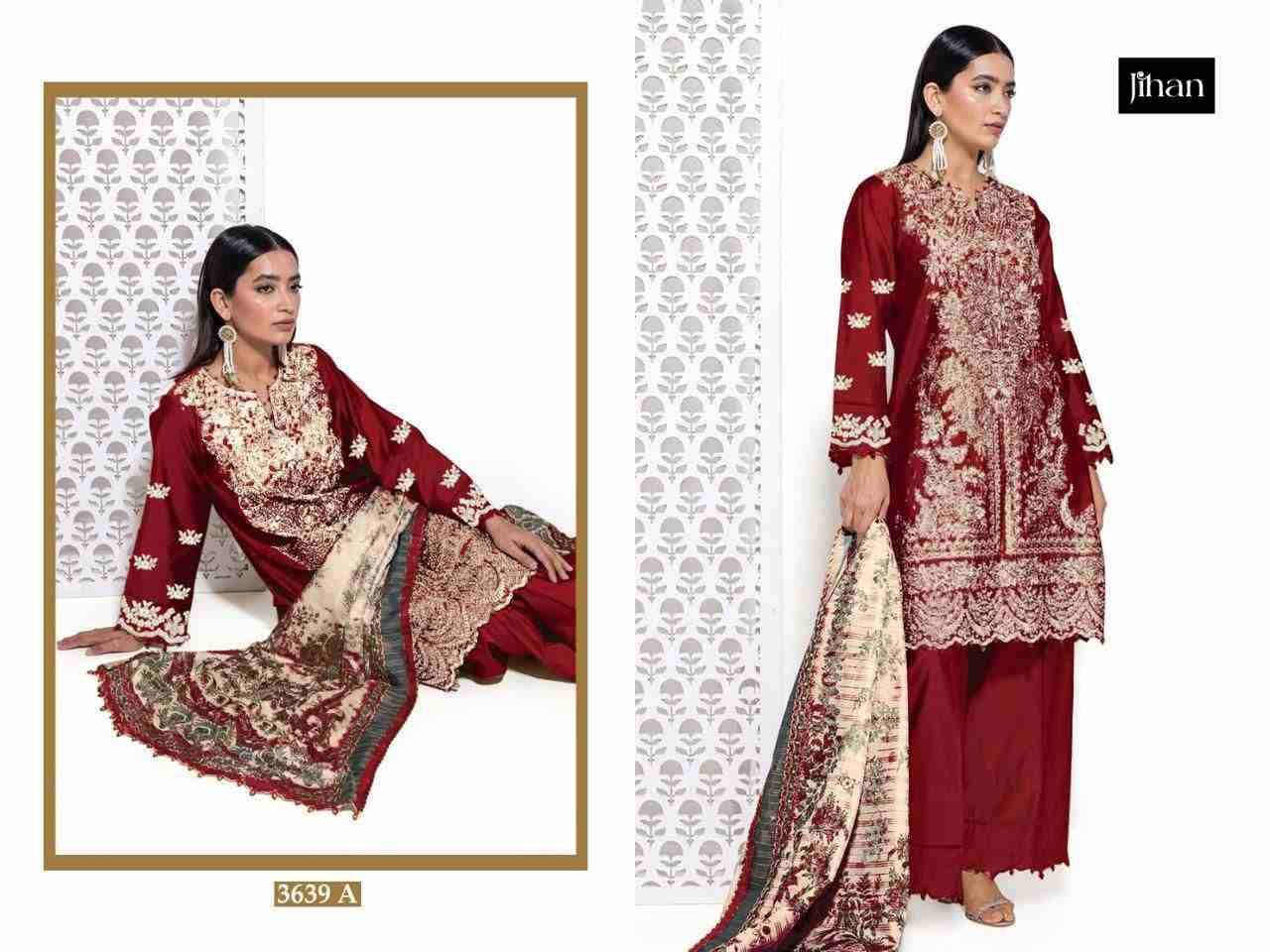 Jihan 3639 Colours By Jihan 3639 To 3639-C Series Designer Pakistani Suits Beautiful Fancy Stylish Colorful Party Wear & Occasional Wear Pure Rayon Cotton Dresses At Wholesale Price