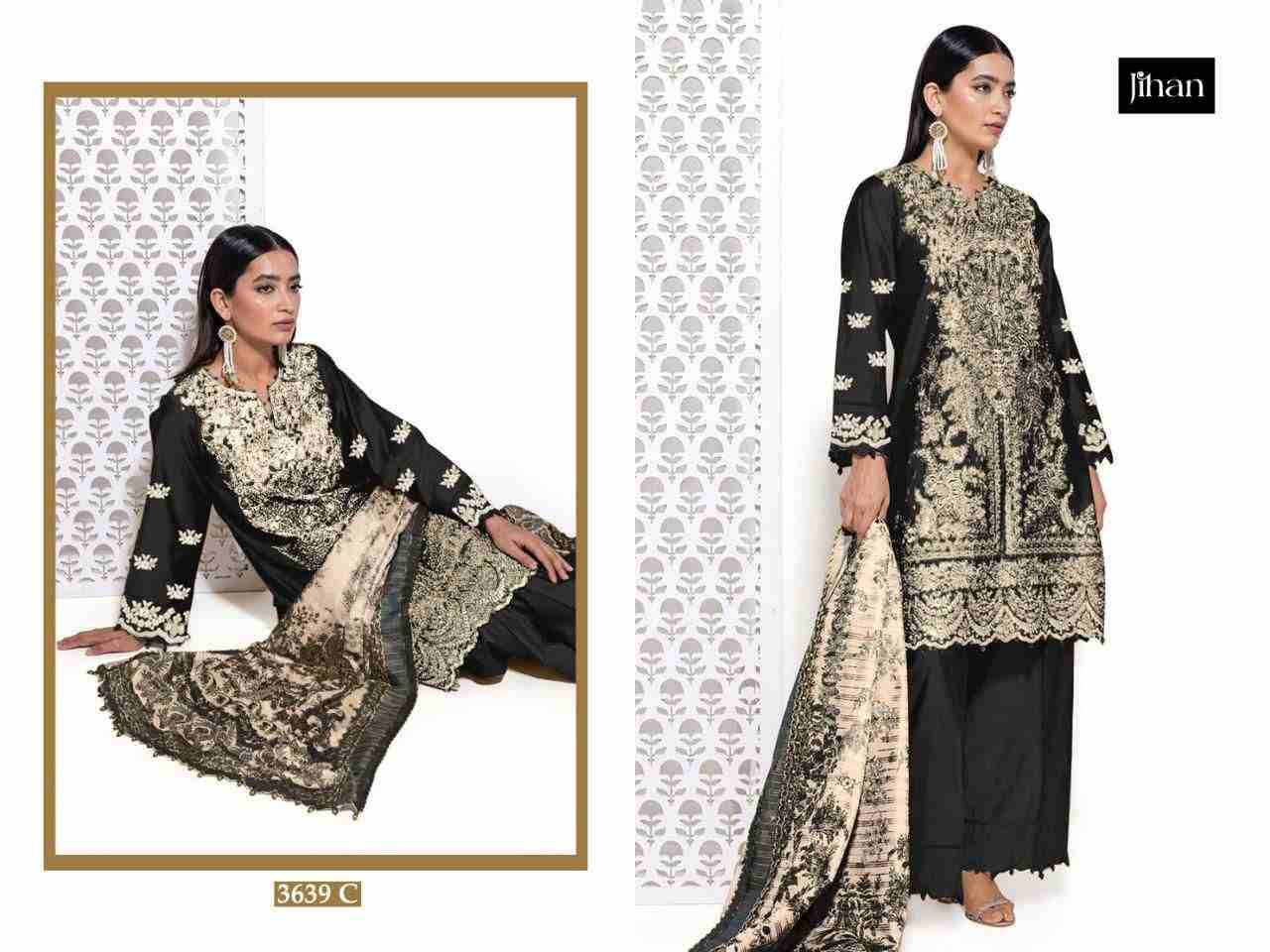 Jihan 3639 Colours By Jihan 3639 To 3639-C Series Designer Pakistani Suits Beautiful Fancy Stylish Colorful Party Wear & Occasional Wear Pure Rayon Cotton Dresses At Wholesale Price