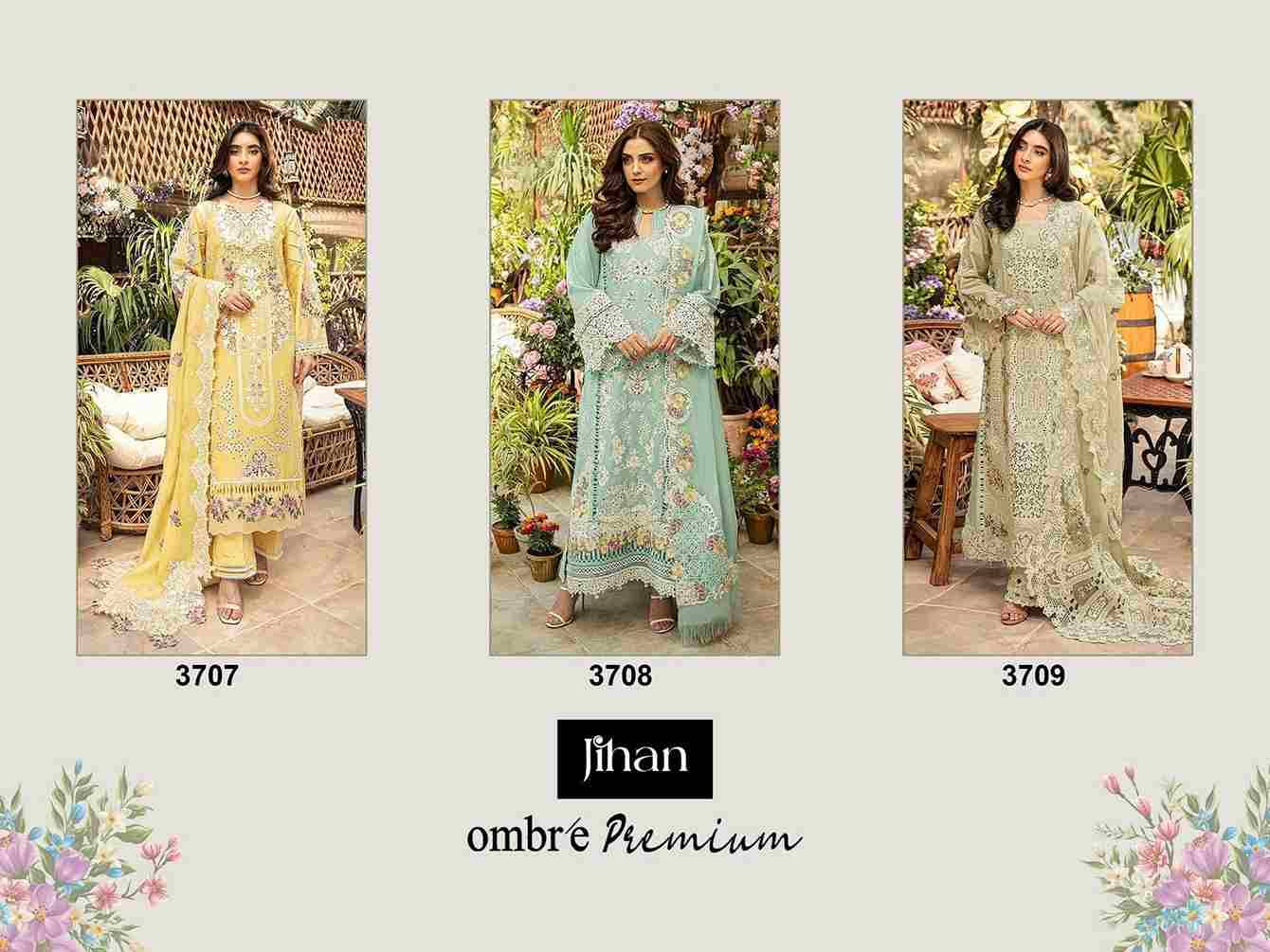 Ombre Premium By Jihan 3707 To 3709 Series Designer Pakistani Suits Beautiful Fancy Stylish Colorful Party Wear & Occasional Wear Cotton Dresses At Wholesale Price