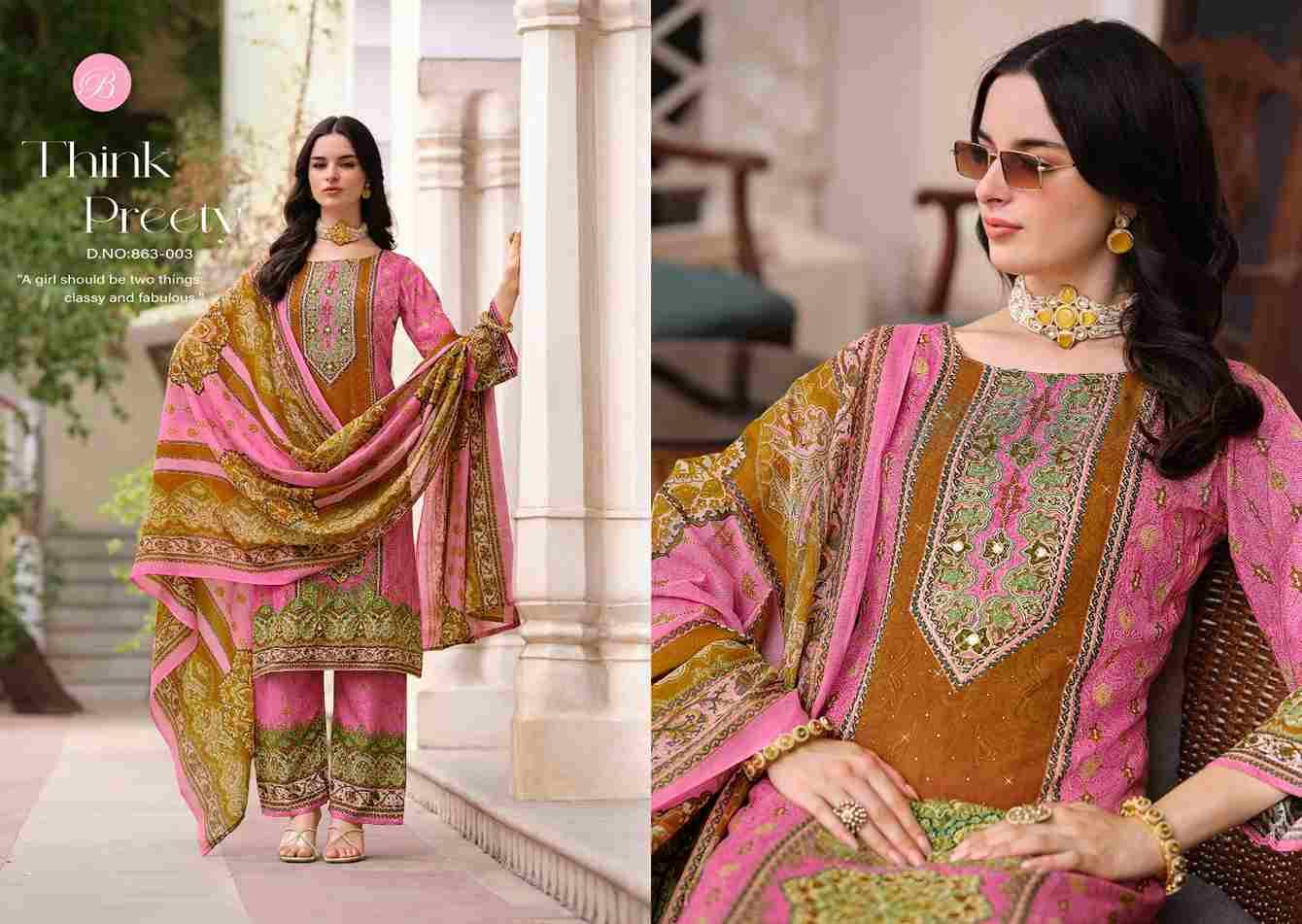 Shaheen Vol-5 By Belliza 863-001 To 863-008 Series Beautiful Festive Suits Stylish Fancy Colorful Casual Wear & Ethnic Wear Pure Viscose Rayon Print Dresses At Wholesale Price