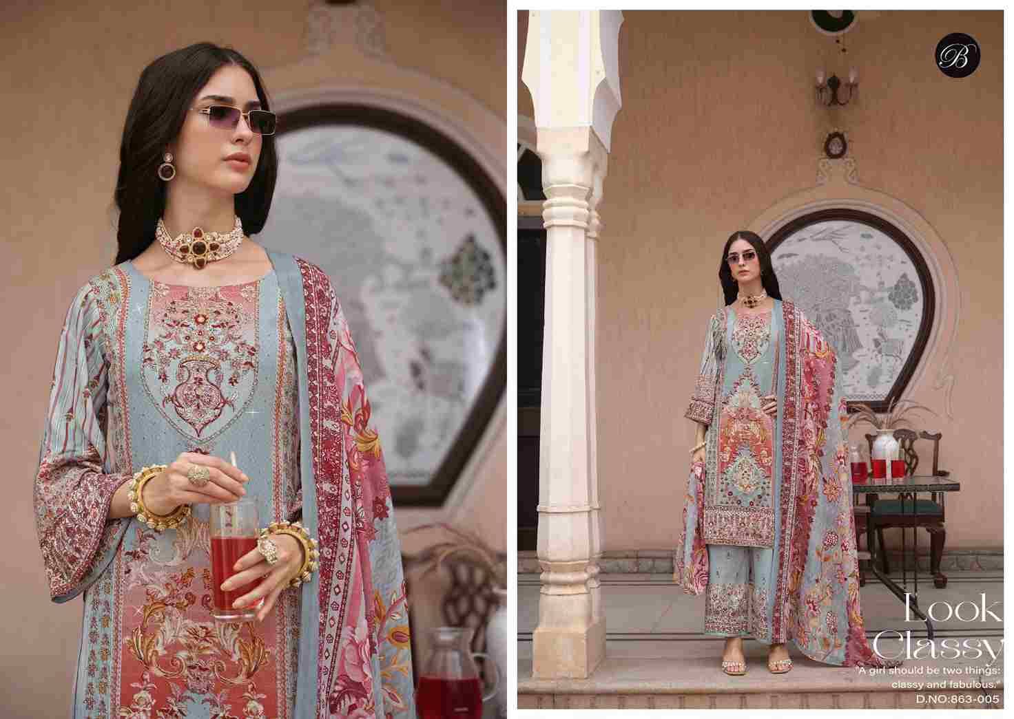 Shaheen Vol-5 By Belliza 863-001 To 863-008 Series Beautiful Festive Suits Stylish Fancy Colorful Casual Wear & Ethnic Wear Pure Viscose Rayon Print Dresses At Wholesale Price