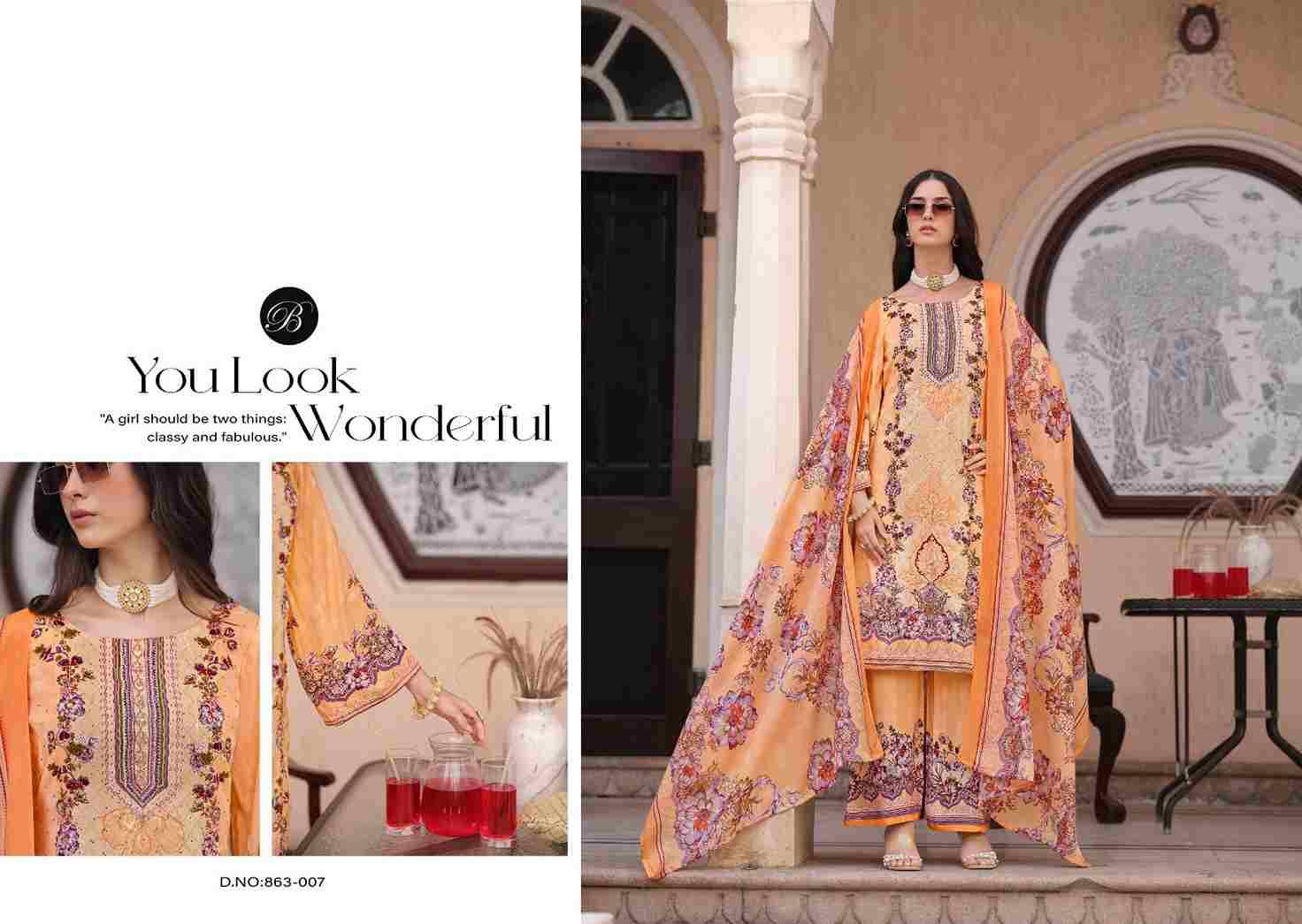 Shaheen Vol-5 By Belliza 863-001 To 863-008 Series Beautiful Festive Suits Stylish Fancy Colorful Casual Wear & Ethnic Wear Pure Viscose Rayon Print Dresses At Wholesale Price