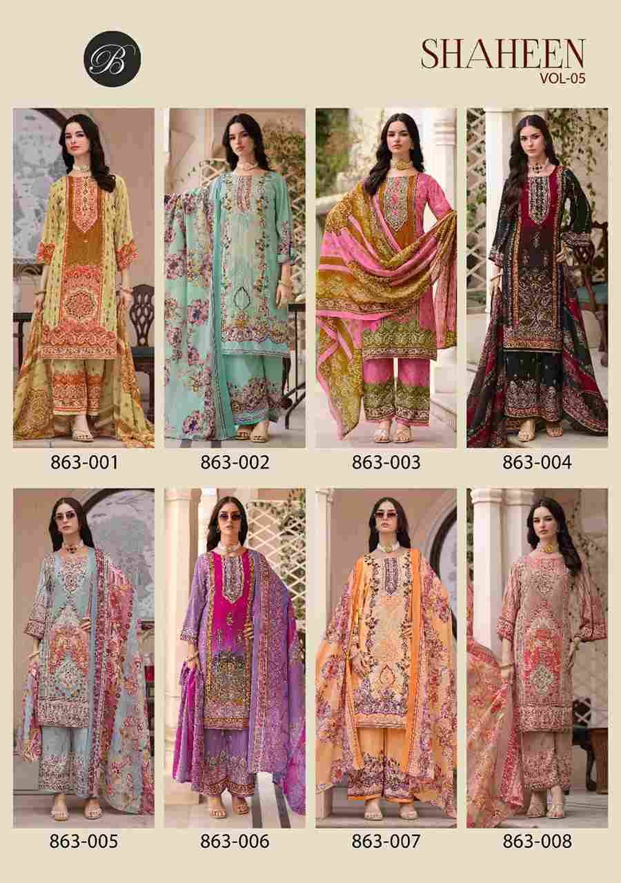 Shaheen Vol-5 By Belliza 863-001 To 863-008 Series Beautiful Festive Suits Stylish Fancy Colorful Casual Wear & Ethnic Wear Pure Viscose Rayon Print Dresses At Wholesale Price