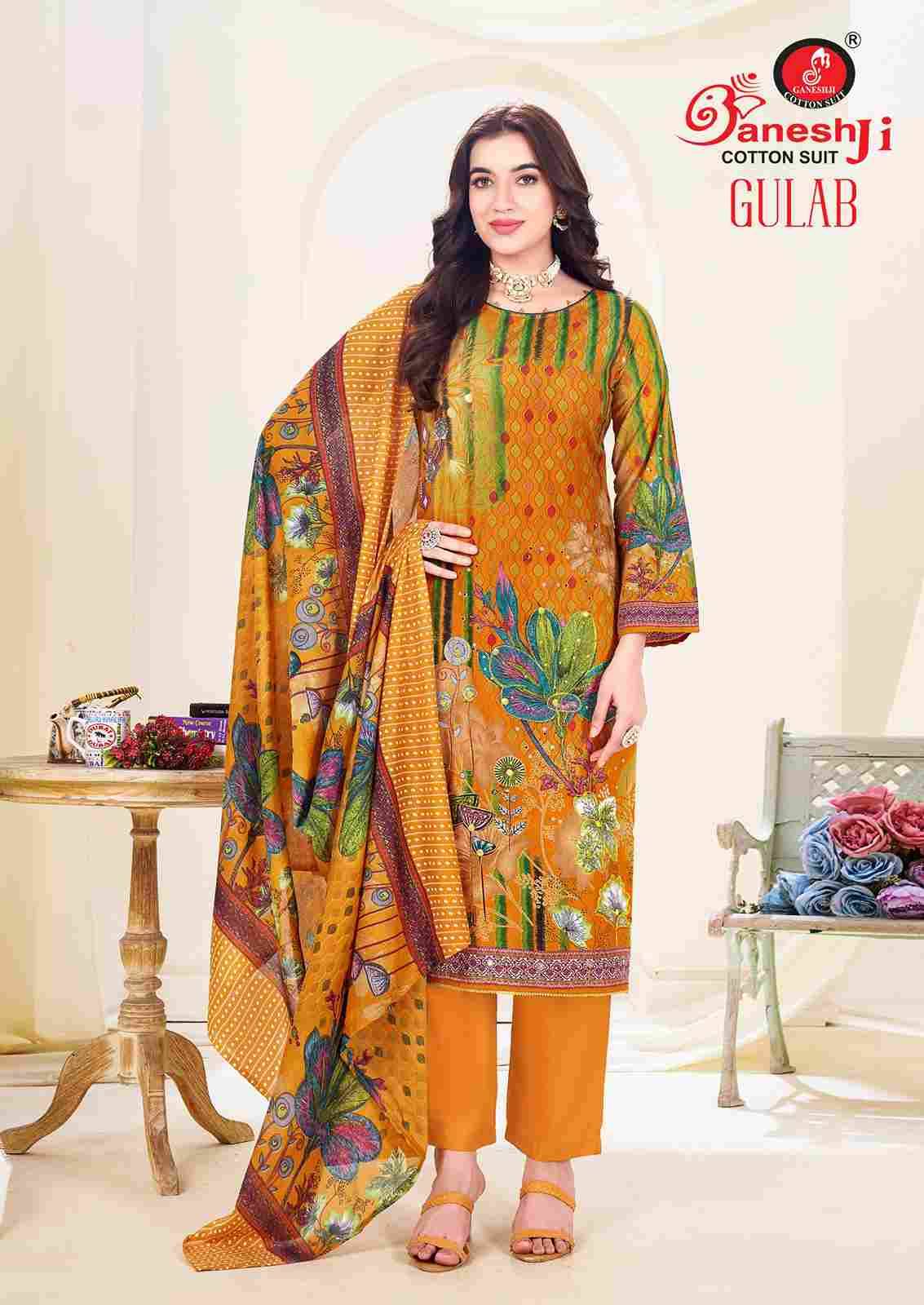Gulab Vol-1 By Ganeshji 1001 To 1008 Series Beautiful Festive Suits Stylish Fancy Colorful Casual Wear & Ethnic Wear Heavy Cotton Print Dresses At Wholesale Price