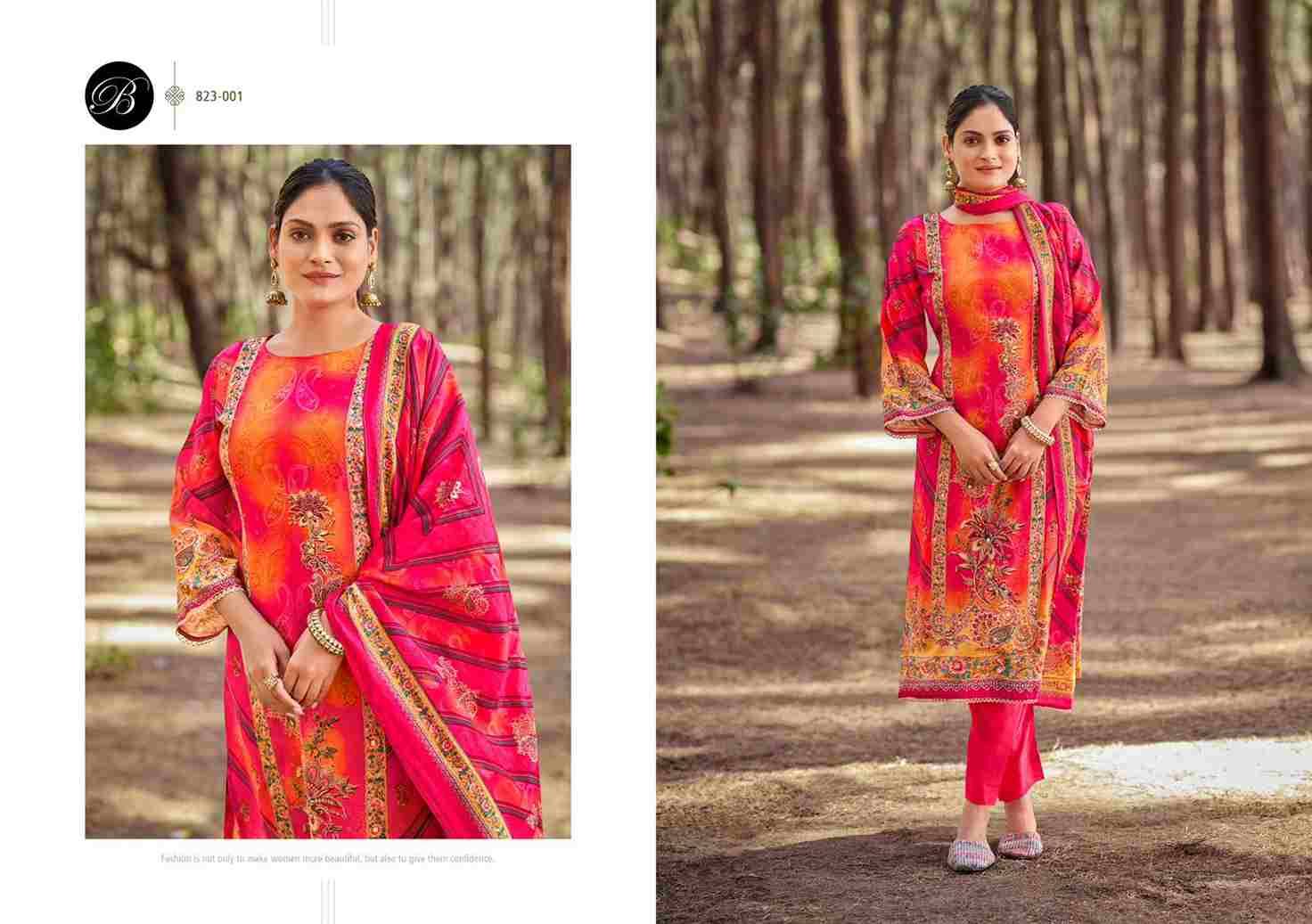 Shabnam By Belliza 823-001 To 823-003 Series Beautiful Festive Suits Stylish Fancy Colorful Casual Wear & Ethnic Wear Pure Viscose Muslin Print Dresses At Wholesale Price