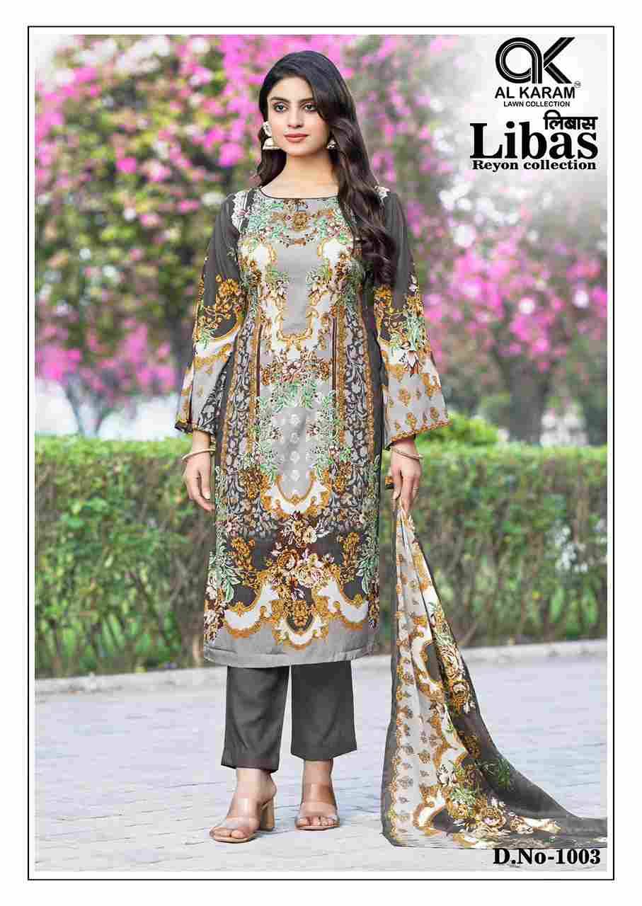 Libas By Al Karam Lawn Collection 1001 To 1006 Series Beautiful Stylish Suits Fancy Colorful Casual Wear & Ethnic Wear & Ready To Wear Viscose Rayon Dresses At Wholesale Price