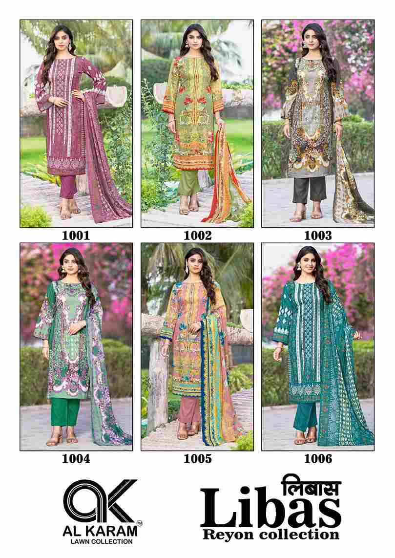 Libas By Al Karam Lawn Collection 1001 To 1006 Series Beautiful Stylish Suits Fancy Colorful Casual Wear & Ethnic Wear & Ready To Wear Viscose Rayon Dresses At Wholesale Price
