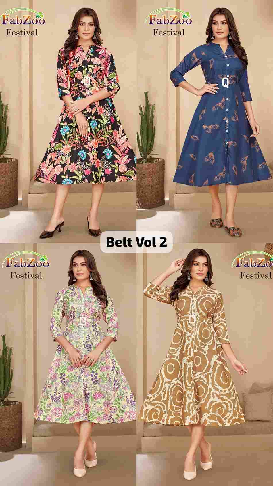 Belt Vol-2 By Fab Zoo 201 To 204 Series Designer Stylish Fancy Colorful Beautiful Party Wear & Ethnic Wear Collection Rayon Kurtis At Wholesale Price