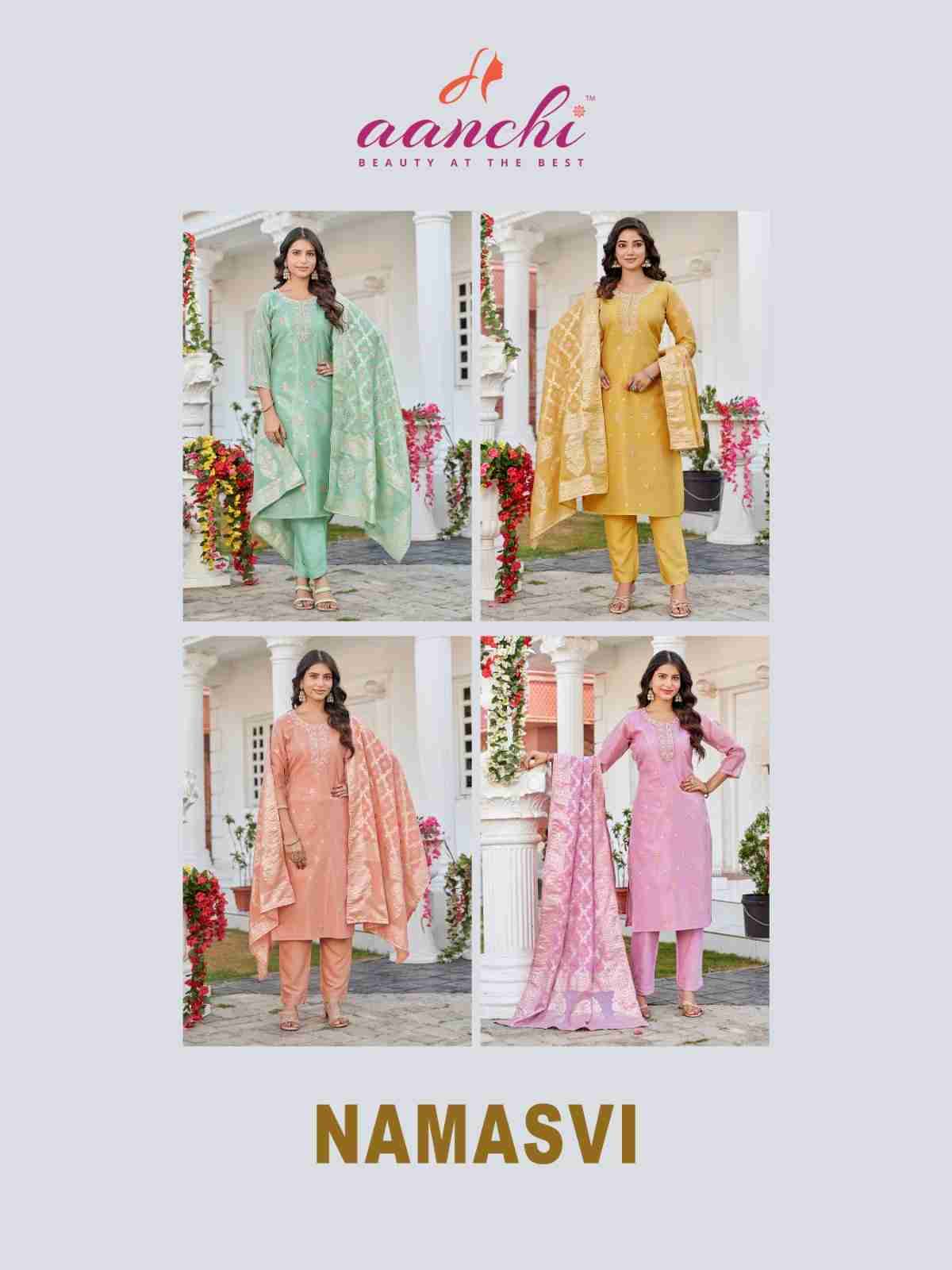 Namasvi By Aanchi 01 To 04 Series Beautiful Festive Suits Colorful Stylish Fancy Casual Wear & Ethnic Wear Meena Jacquard Dresses At Wholesale Price