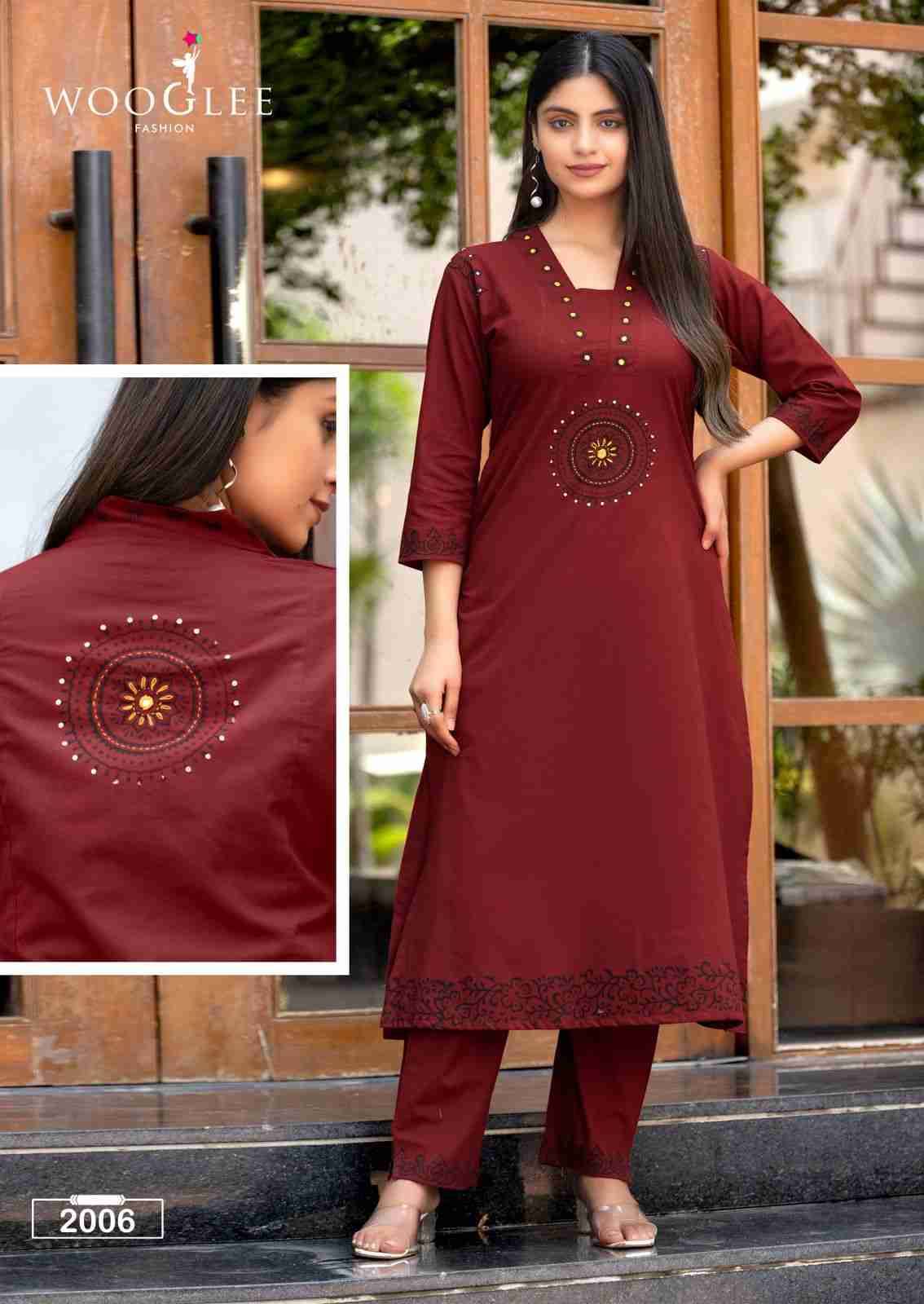 Malvika By Wooglee 2001 To 2006 Series Designer Stylish Fancy Colorful Beautiful Party Wear & Ethnic Wear Collection Pure Cotton Kurtis With Bottom At Wholesale Price