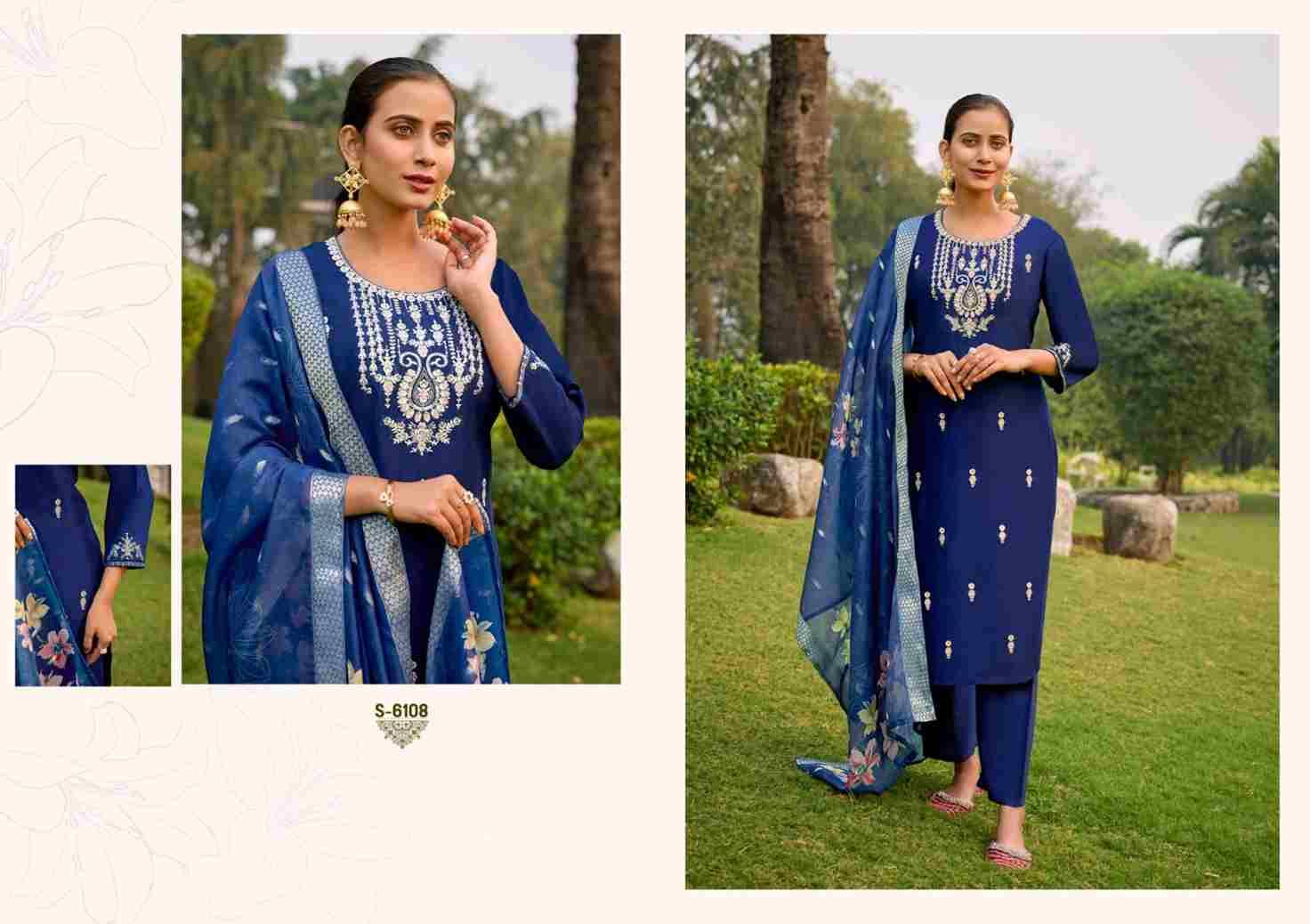 Ruchita By SBS 6106 To 6109 Series Beautiful Festive Suits Colorful Stylish Fancy Casual Wear & Ethnic Wear Chinnon Silk Dresses At Wholesale Price