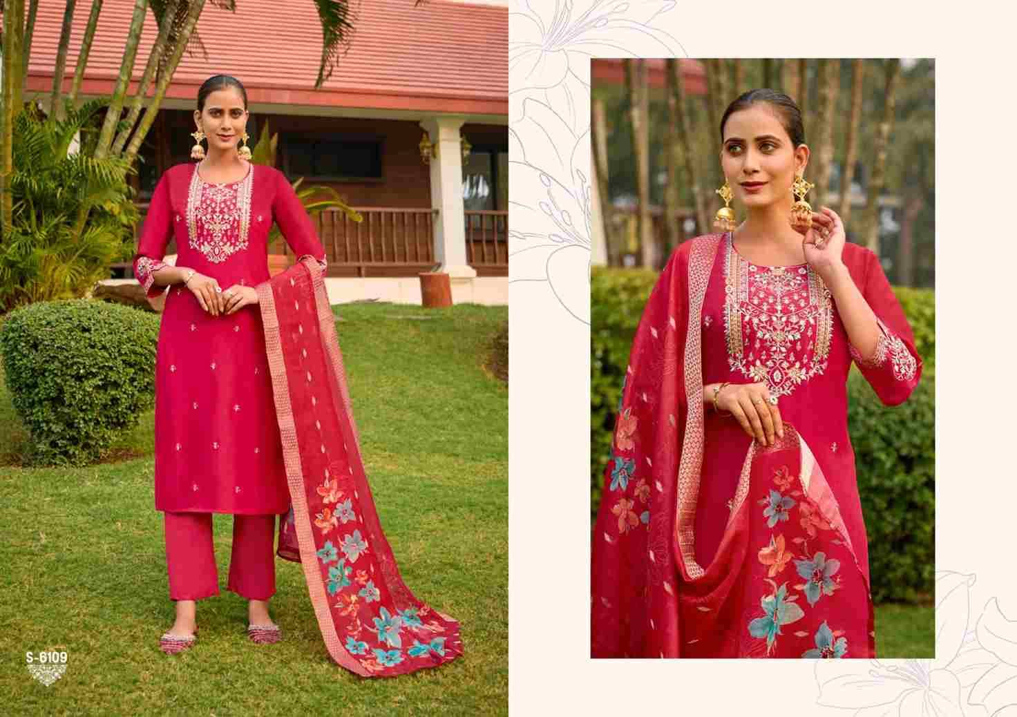 Ruchita By SBS 6106 To 6109 Series Beautiful Festive Suits Colorful Stylish Fancy Casual Wear & Ethnic Wear Chinnon Silk Dresses At Wholesale Price