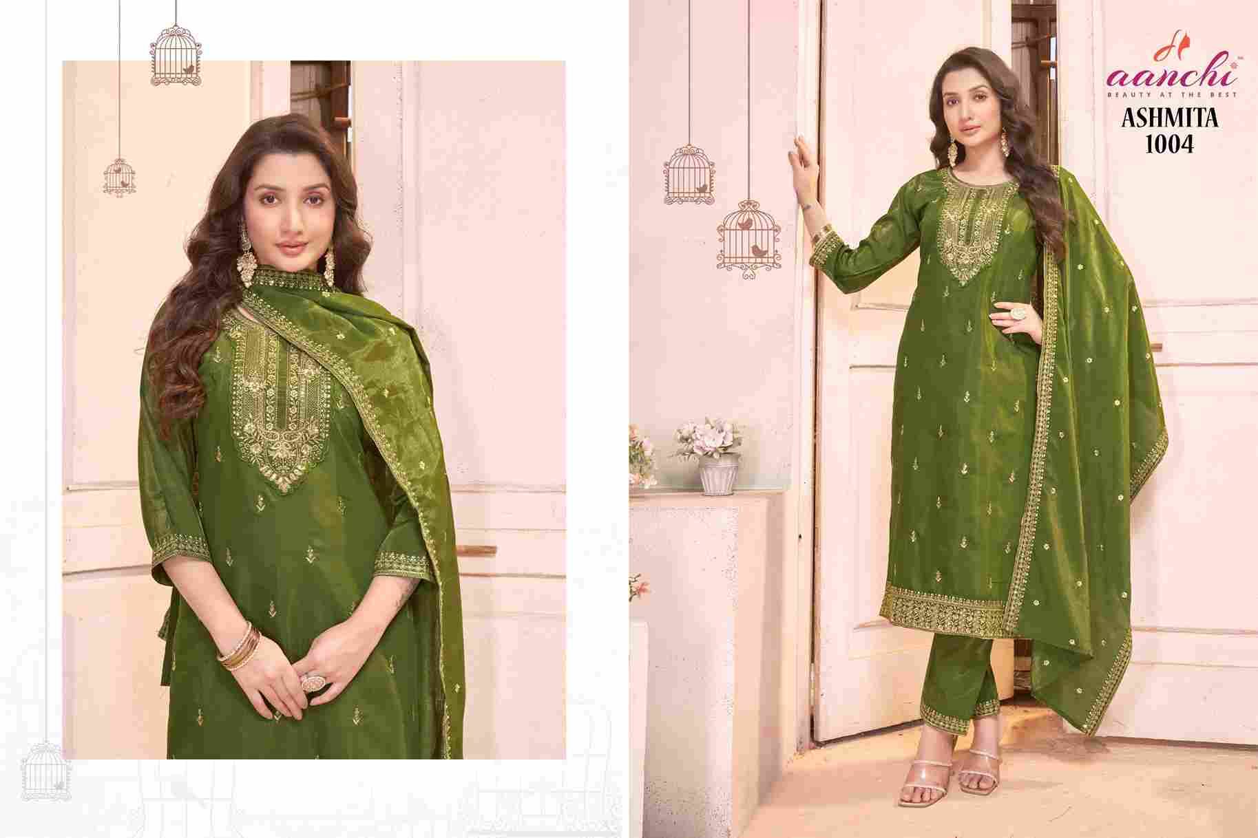 Ashmita By Aanchi 1001 To 1004 Series Beautiful Festive Suits Colorful Stylish Fancy Casual Wear & Ethnic Wear Roman Shimmer Dresses At Wholesale Price