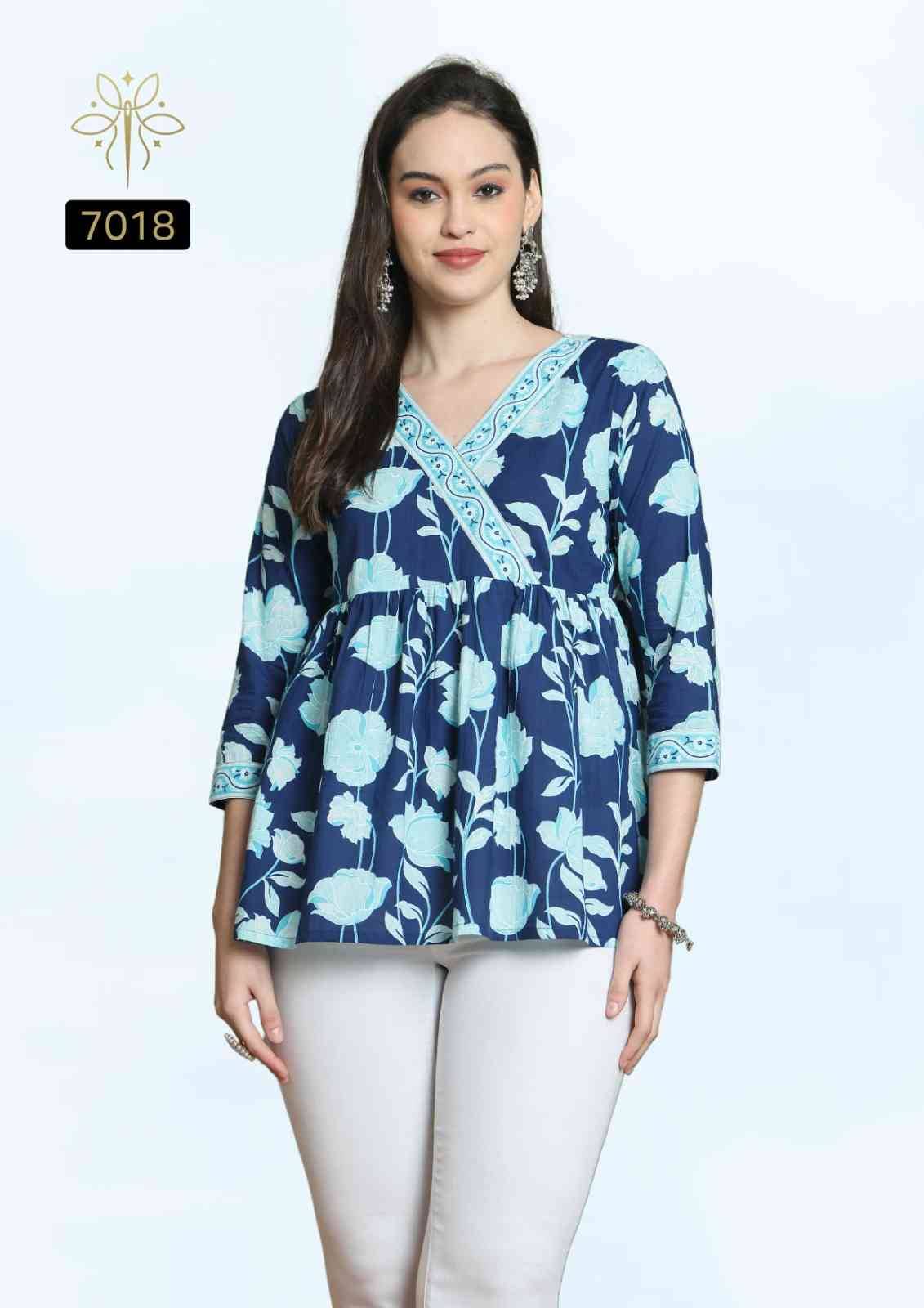 Aaradhya Vol-24 By Rajnandini 7015 To 7022 Series Designer Stylish Fancy Colorful Beautiful Party Wear & Ethnic Wear Collection Pure Cotton Tops At Wholesale Price