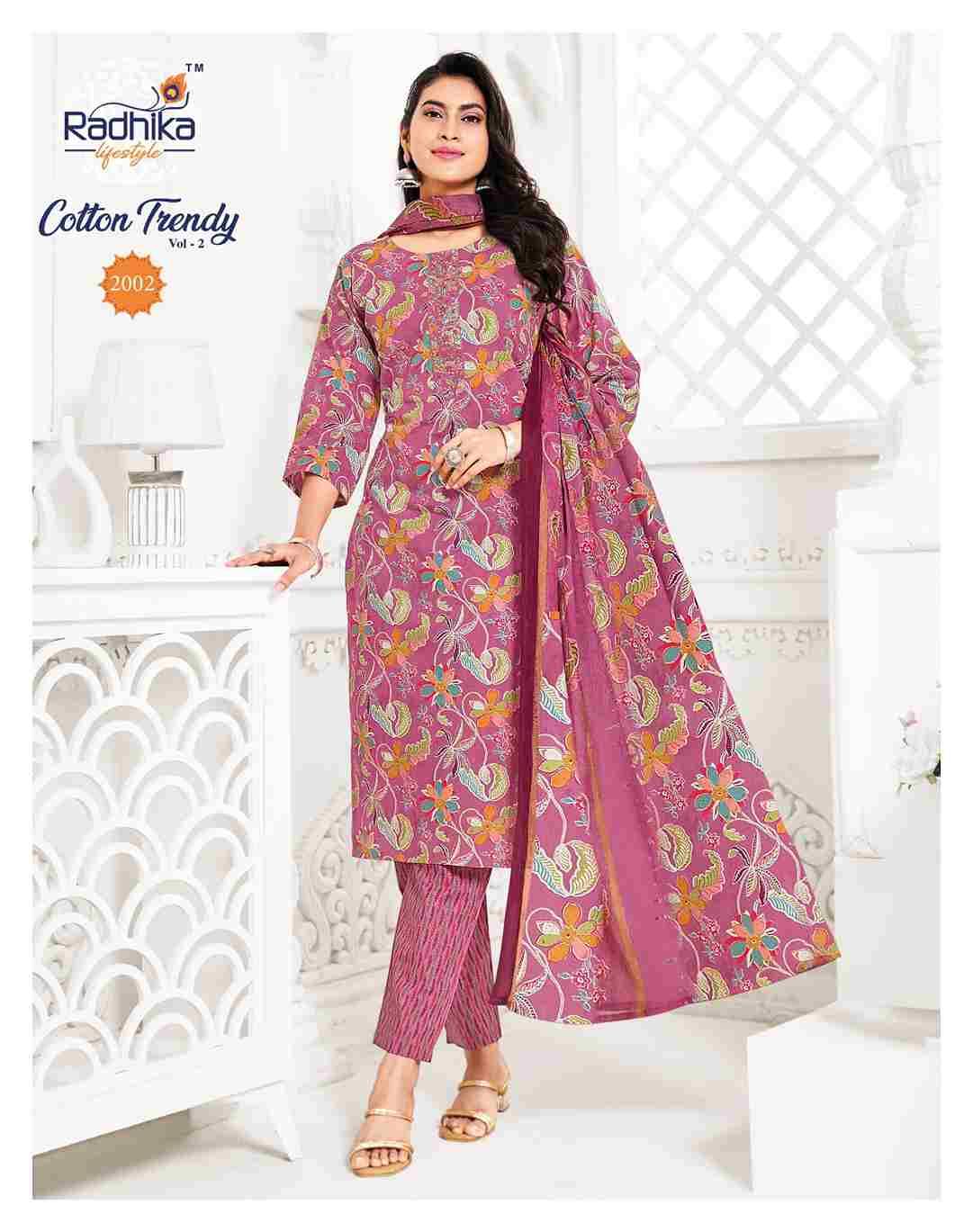Cotton Trendy Vol-2 By Radhika Lifestyle 2001 To 2008 Series Beautiful Festive Suits Colorful Stylish Fancy Casual Wear & Ethnic Wear Pure Cotton Print Dresses At Wholesale Price