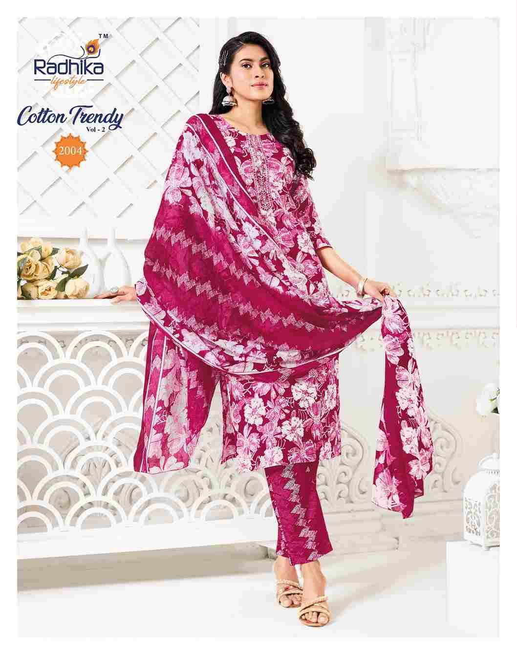 Cotton Trendy Vol-2 By Radhika Lifestyle 2001 To 2008 Series Beautiful Festive Suits Colorful Stylish Fancy Casual Wear & Ethnic Wear Pure Cotton Print Dresses At Wholesale Price