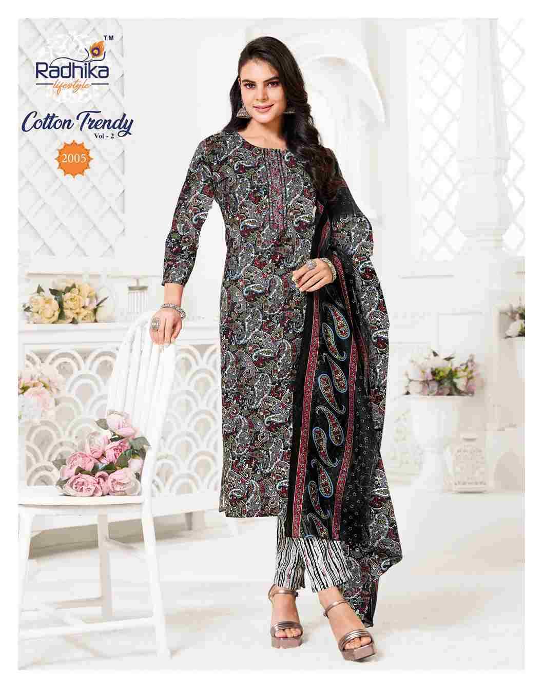 Cotton Trendy Vol-2 By Radhika Lifestyle 2001 To 2008 Series Beautiful Festive Suits Colorful Stylish Fancy Casual Wear & Ethnic Wear Pure Cotton Print Dresses At Wholesale Price