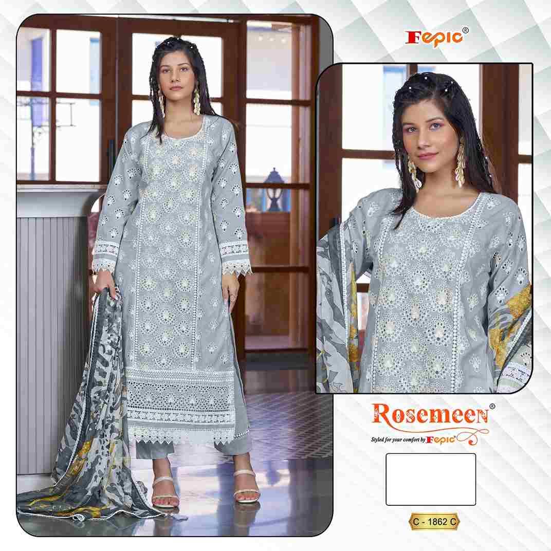 Fepic 1862 Colours By Fepic 1862-A To 1862-C Series Beautiful Pakistani Suits Colorful Stylish Fancy Casual Wear & Ethnic Wear Cambric Cotton Embroidered Dresses At Wholesale Price