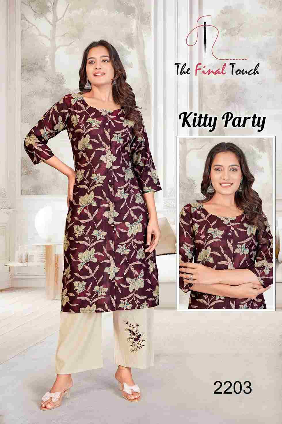 Kitty Party By The Final Touch 2194 To 2205 Series Designer Stylish Fancy Colorful Beautiful Party Wear & Ethnic Wear Collection Vertican Kurtis With Bottom At Wholesale Price