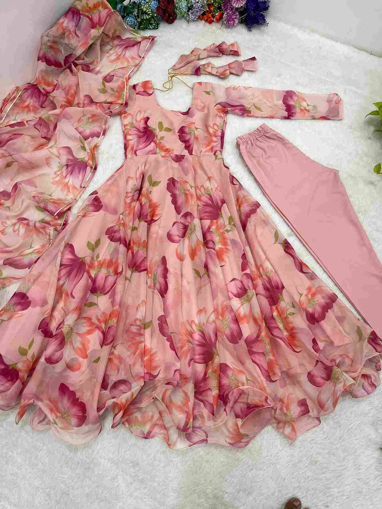 Mb-433 By Fashid Wholesale Designer Beautiful Collection Occasional Wear & Party Wear Organza Teby Silk Gowns At Wholesale Price