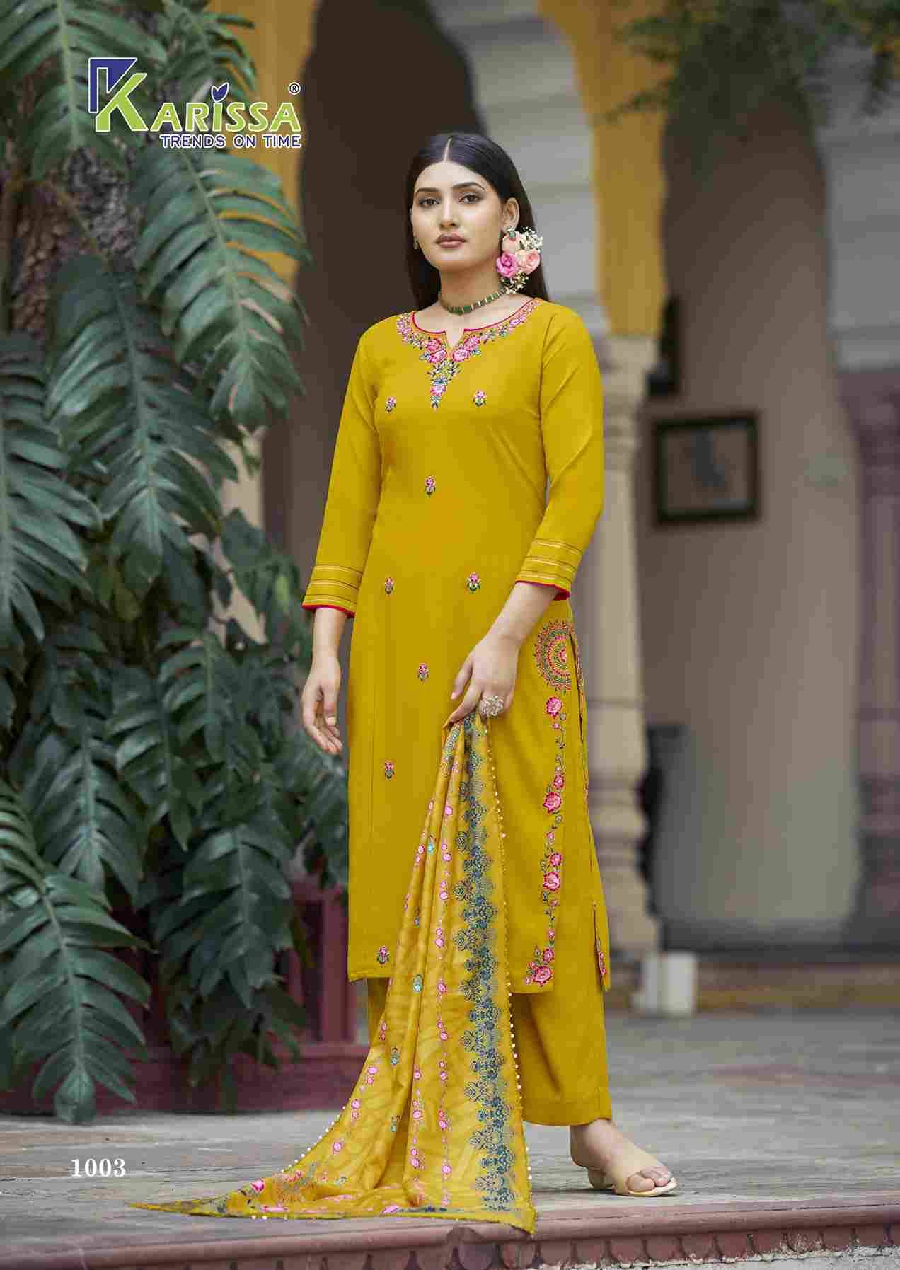Aastha By Karissa 1001 To 1004 Series Beautiful Festive Suits Colorful Stylish Fancy Casual Wear & Ethnic Wear Pure Rayon Dresses At Wholesale Price