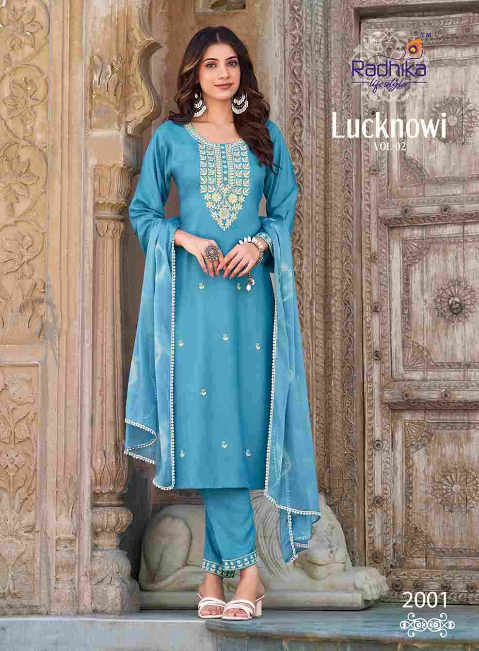 Lucknowi Vol-2 By Radhika Lifestyle 2001 To 2008 Series Beautiful Festive Suits Colorful Stylish Fancy Casual Wear & Ethnic Wear Pure Rayon Print Dresses At Wholesale Price
