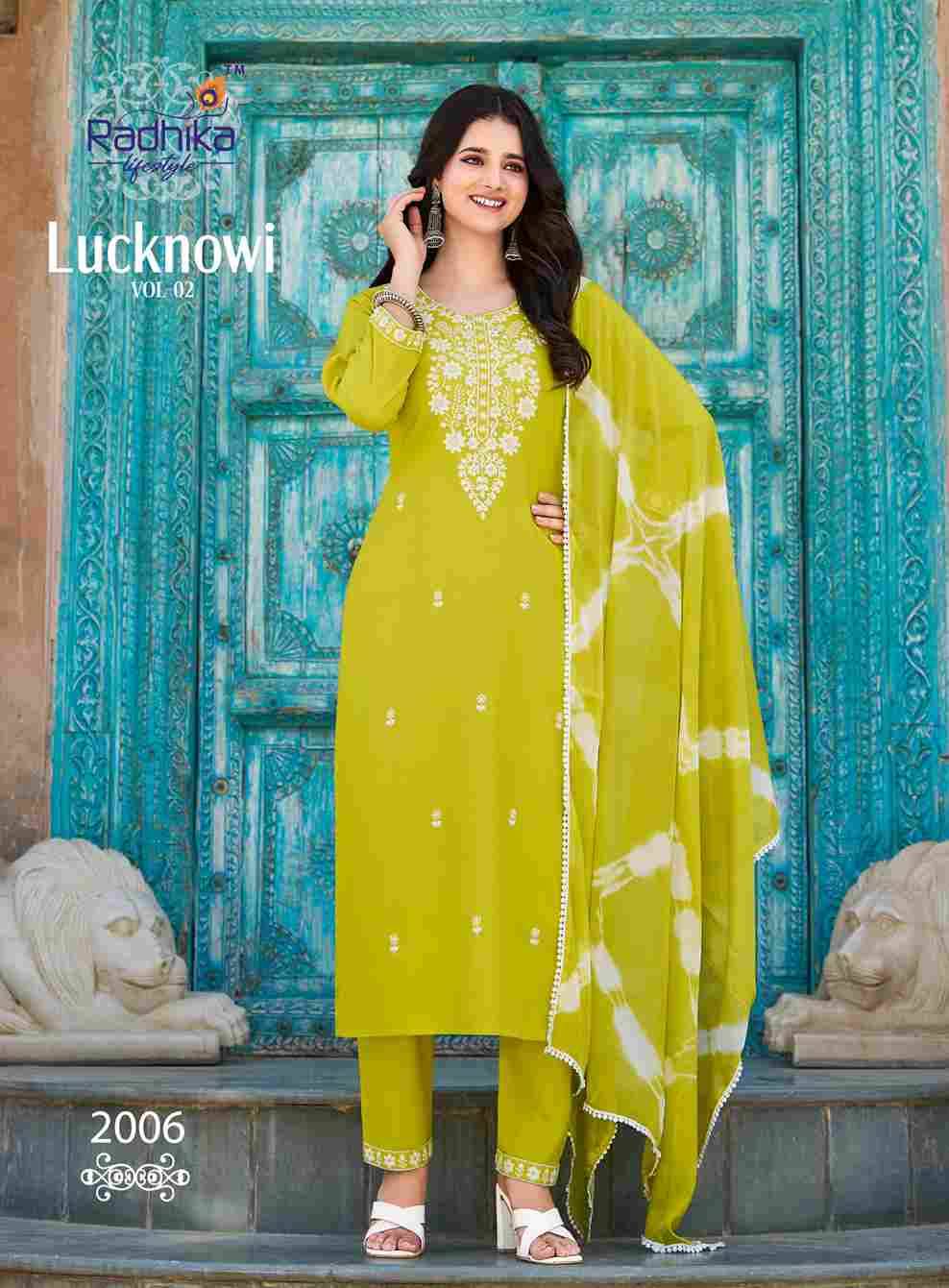 Lucknowi Vol-2 By Radhika Lifestyle 2001 To 2008 Series Beautiful Festive Suits Colorful Stylish Fancy Casual Wear & Ethnic Wear Pure Rayon Print Dresses At Wholesale Price