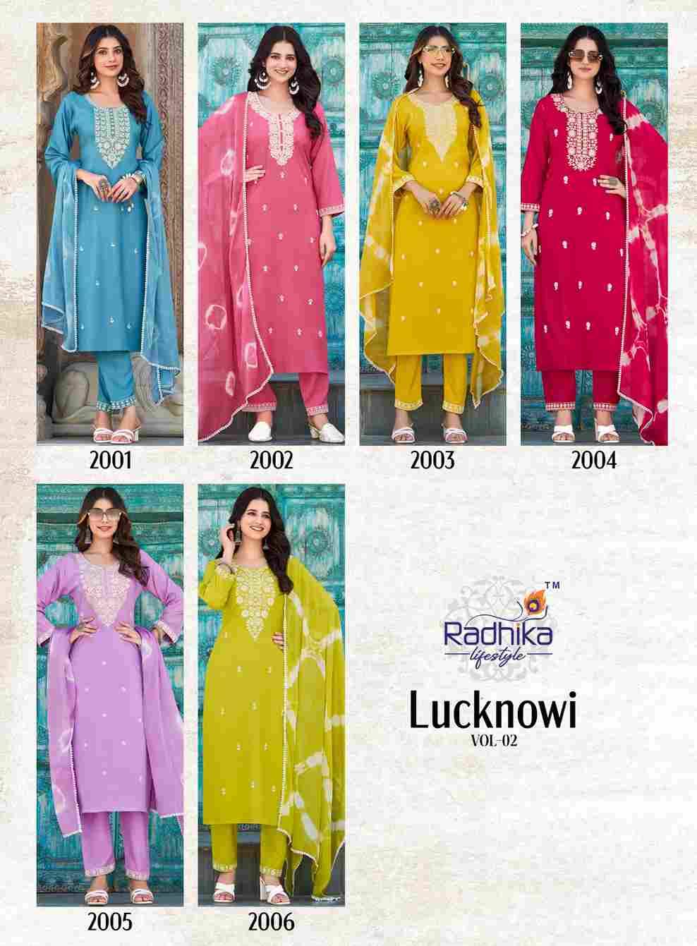 Lucknowi Vol-2 By Radhika Lifestyle 2001 To 2008 Series Beautiful Festive Suits Colorful Stylish Fancy Casual Wear & Ethnic Wear Pure Rayon Print Dresses At Wholesale Price