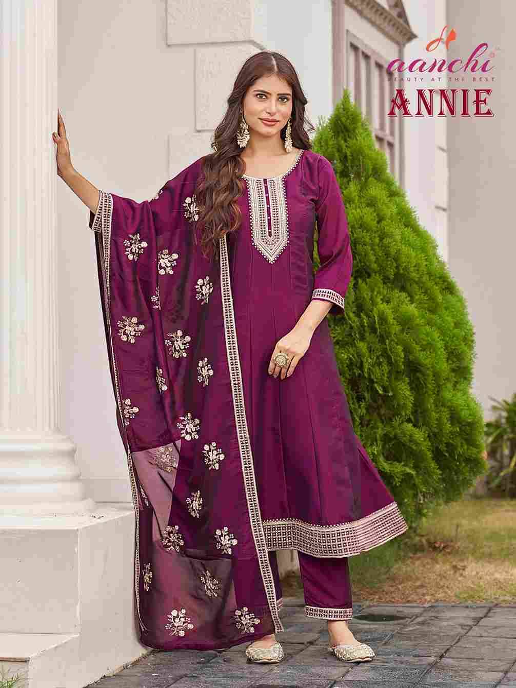 Annie By Aanchi 01 To 04 Series Beautiful Suits Colorful Stylish Fancy Casual Wear & Ethnic Wear Silk Dresses At Wholesale Price