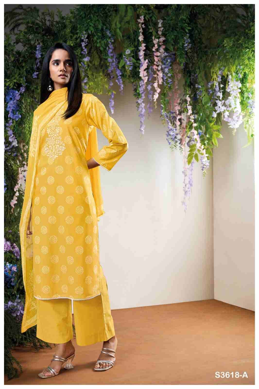 Vireya-3618 By Ganga Fashion 3618-A To 3618-D Series Beautiful Festive Suits Colorful Stylish Fancy Casual Wear & Ethnic Wear Pure Cotton Dresses At Wholesale Price