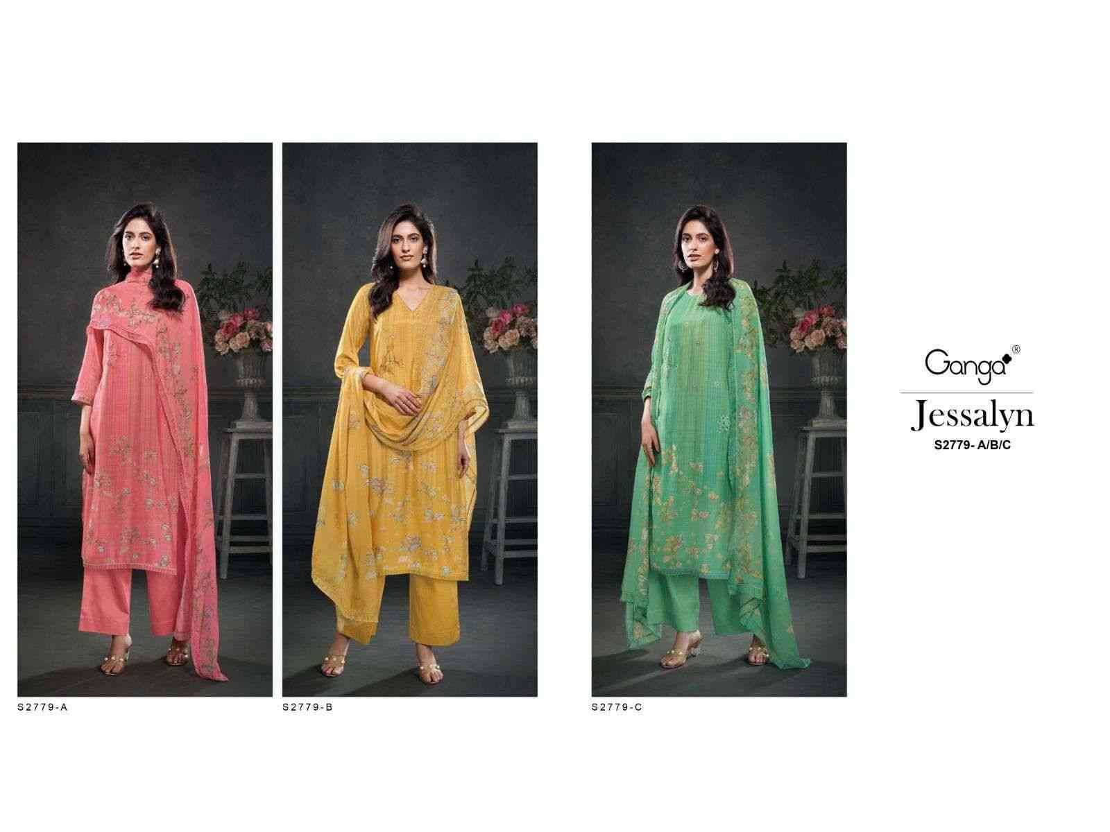 Jessalyn-2779 By Ganga Fashion 2779-A To 2779-C Series Beautiful Festive Suits Colorful Stylish Fancy Casual Wear & Ethnic Wear Bemberg Silk Dresses At Wholesale Price